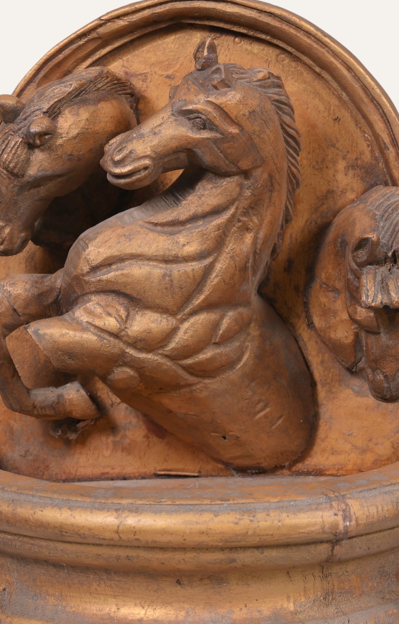 Equestrian Wall Fountain Panel in Aged Teak