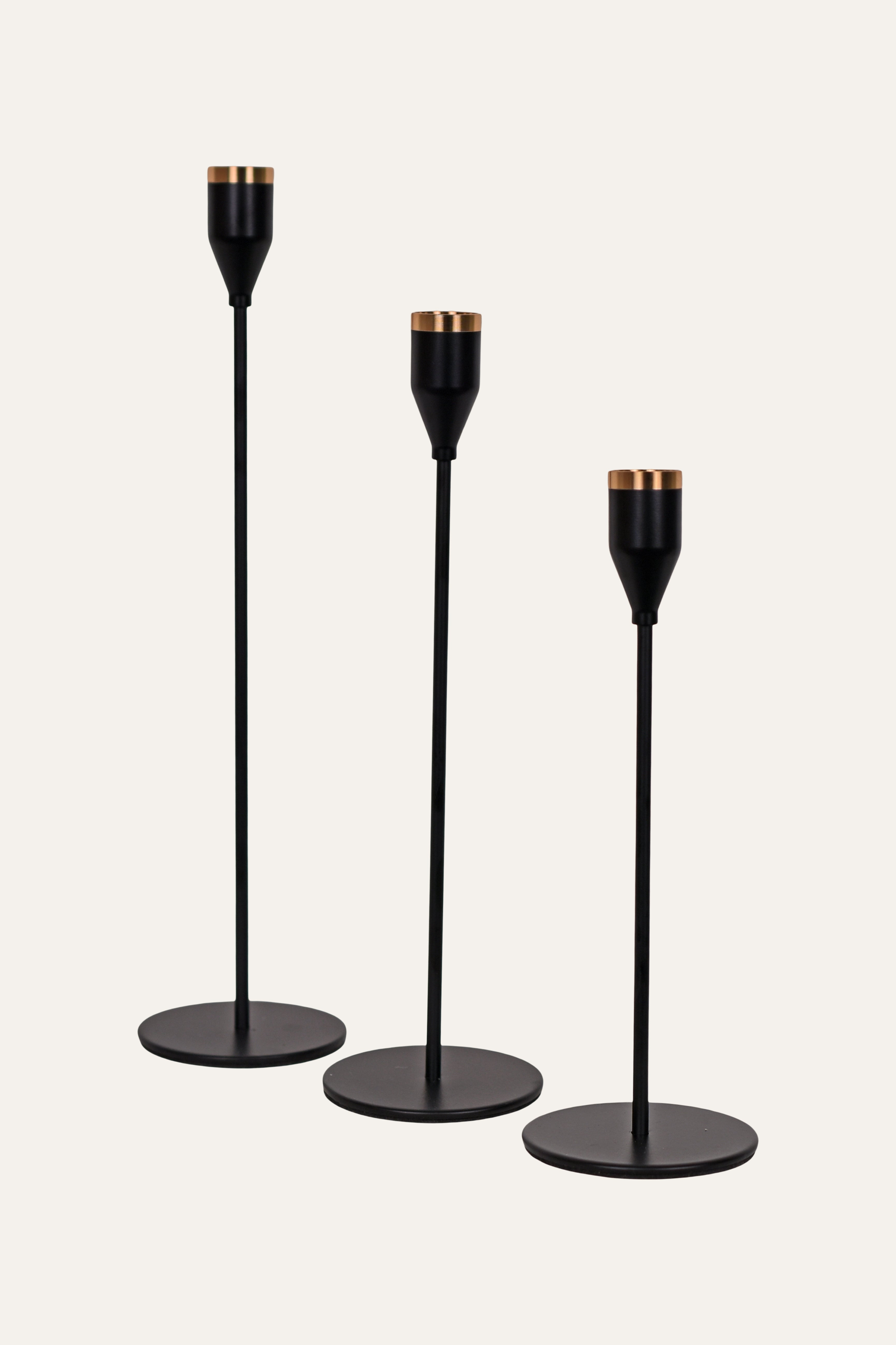 Modern Black Metal Candle Stand Set