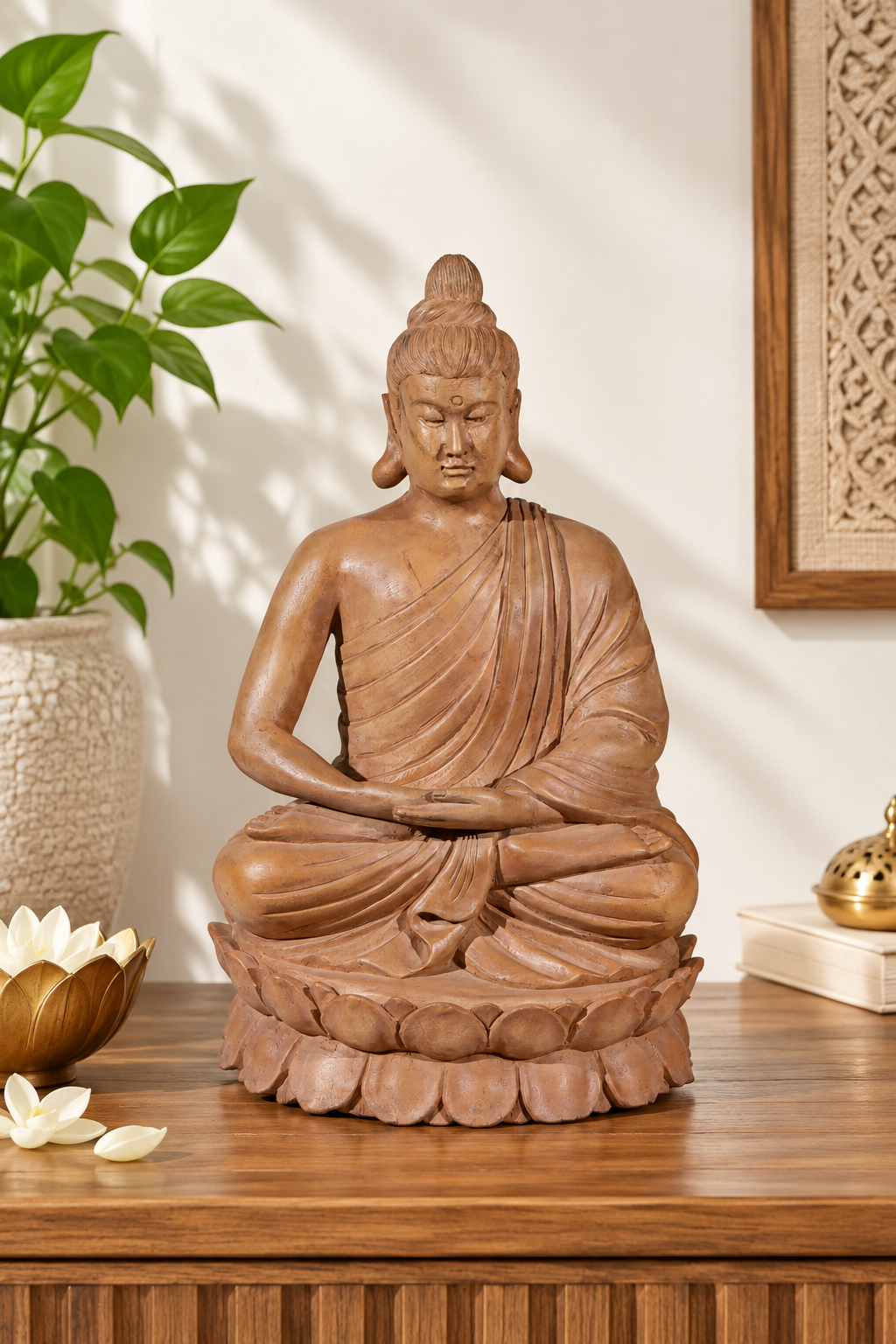 Hand-Carved Meditative Buddha Figurine For Reading Rooms