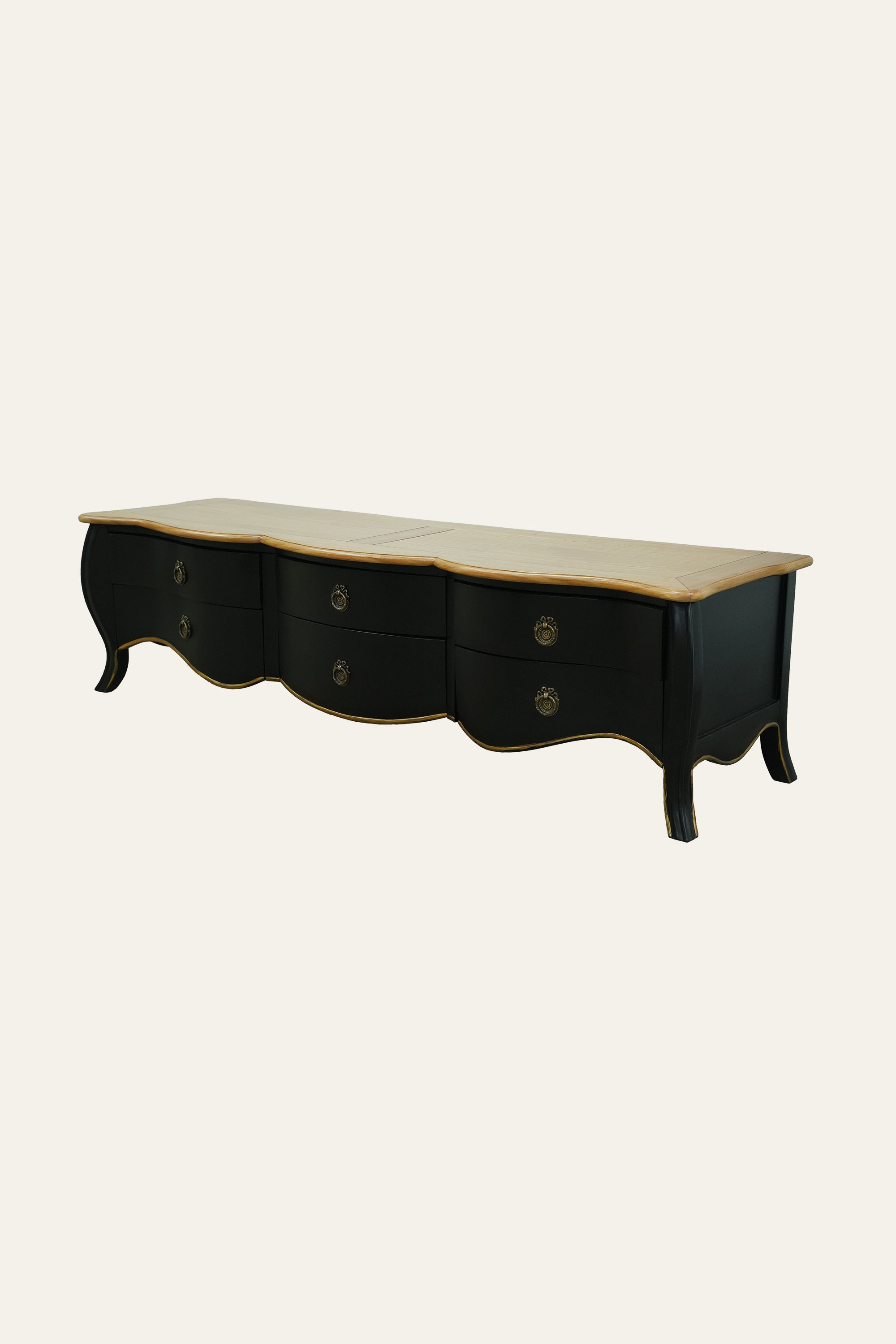 antique black gold TV console