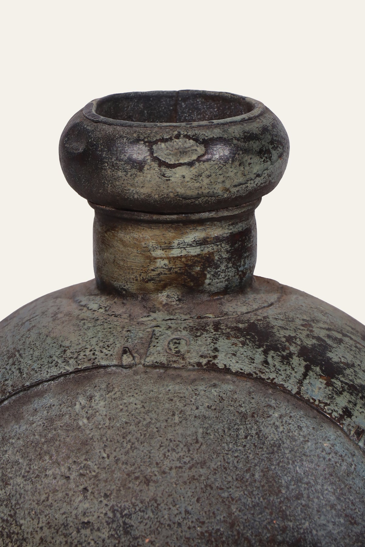 antique verdigris metal decorative pot