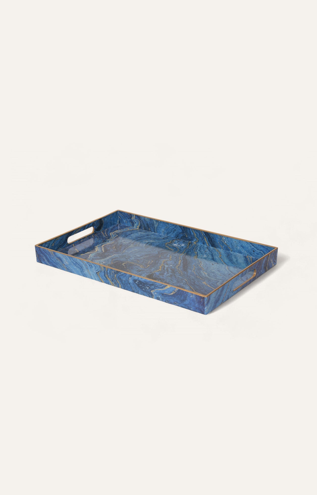 tray with rich blue marble eﬀect