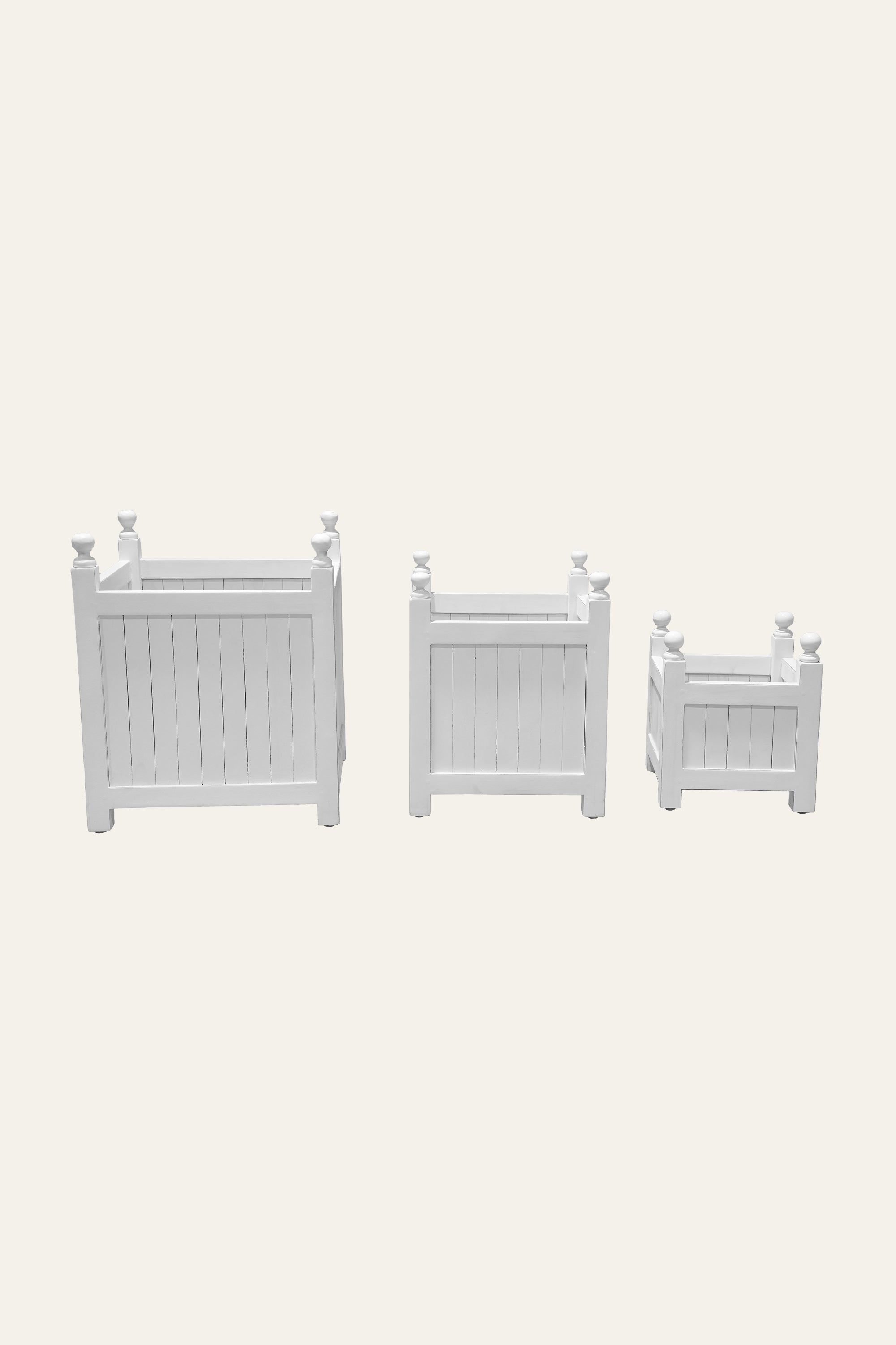 balcony white teak planter box