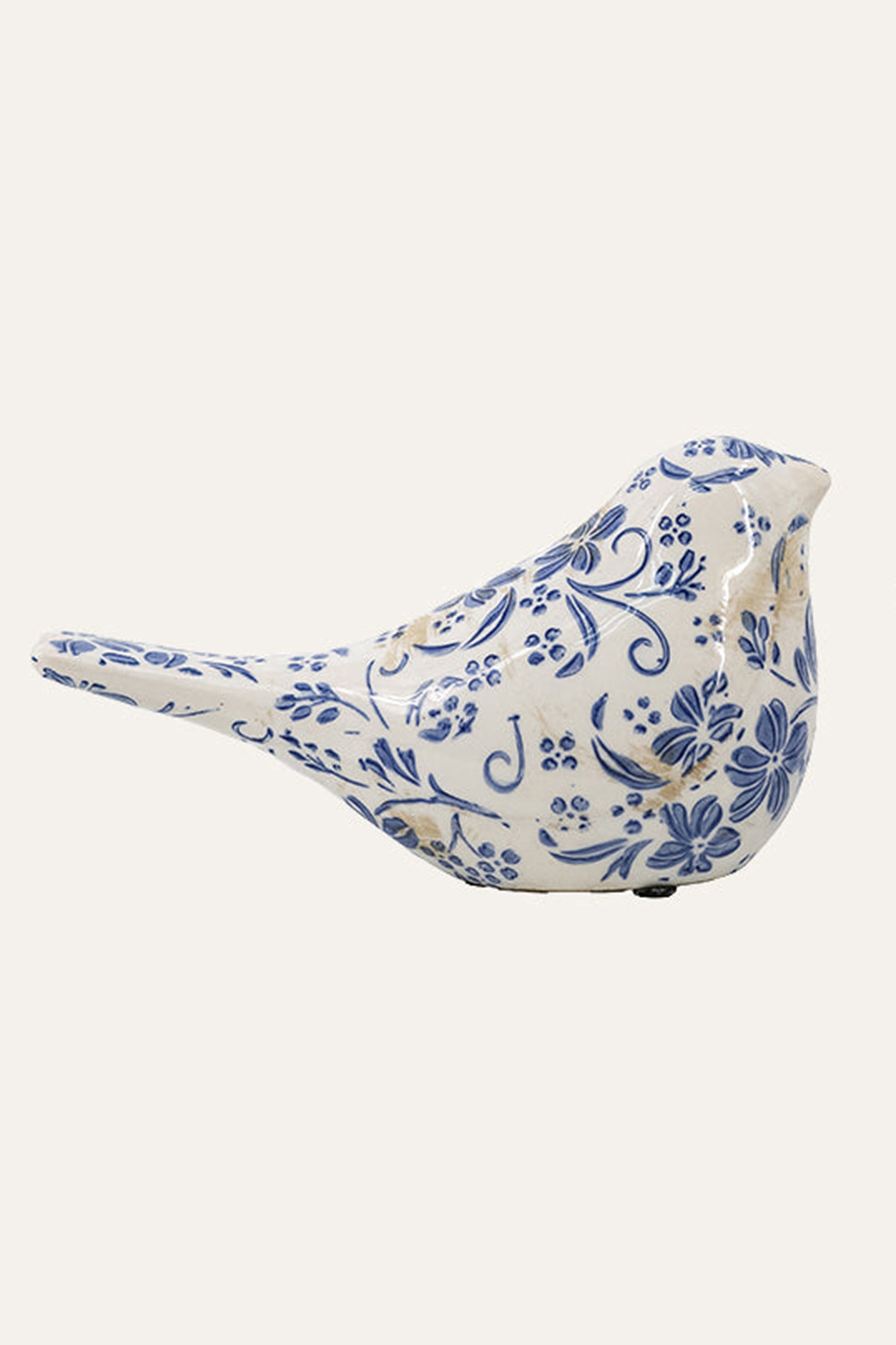 Blue & White Ceramic Bird Figurine - Big