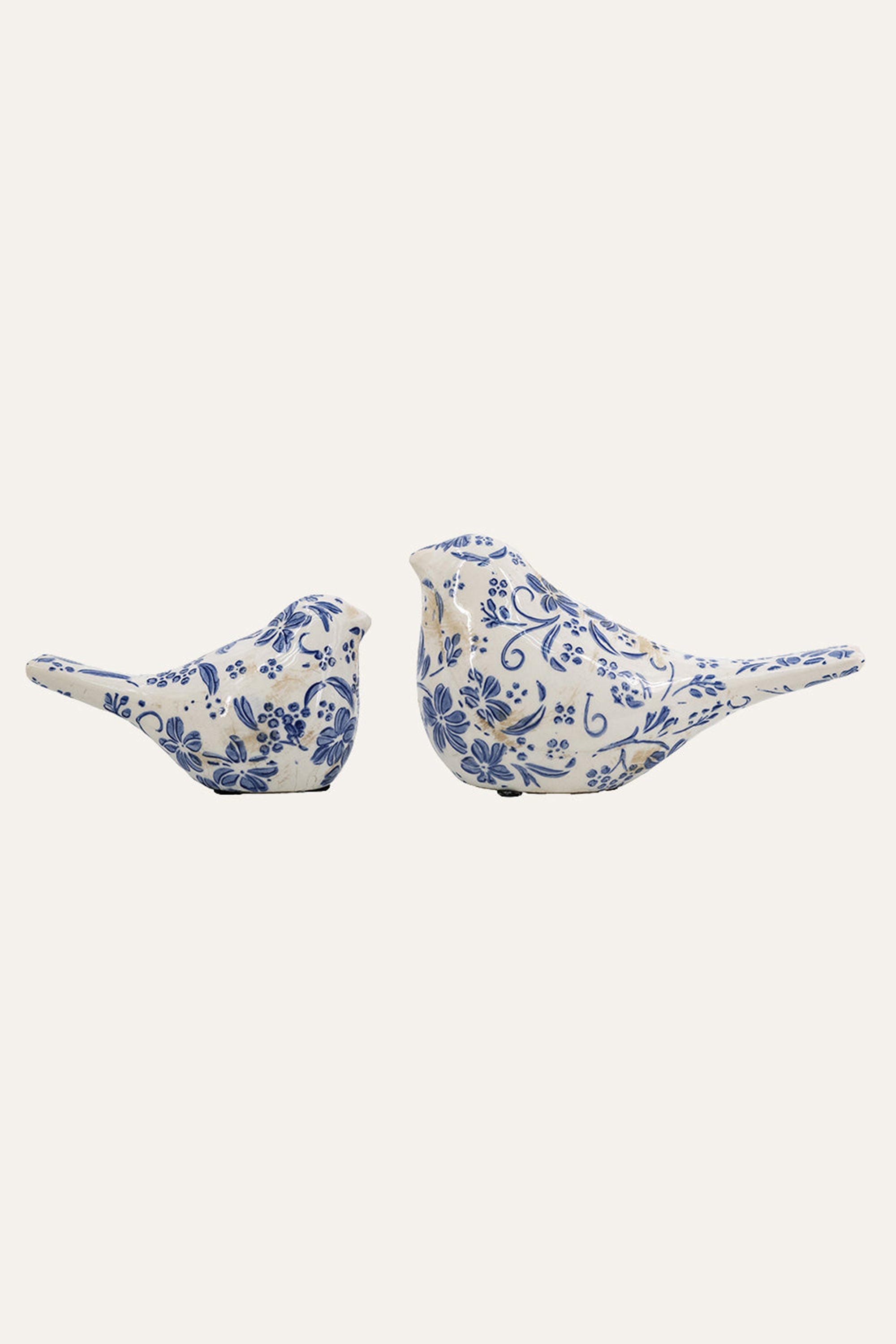 Blue & White Ceramic Bird Figurine - Big