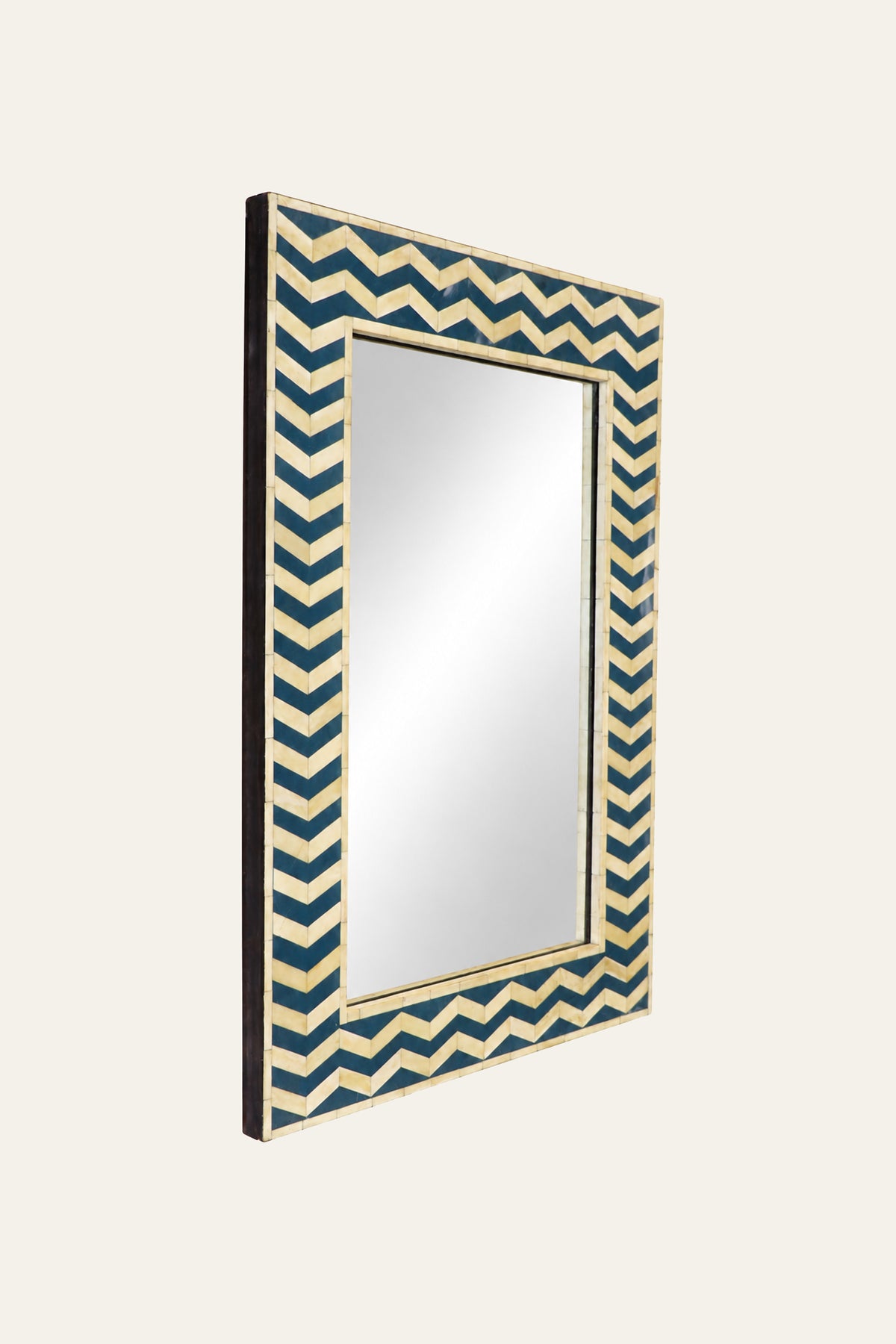 bone inlay chevron framed wall mirror