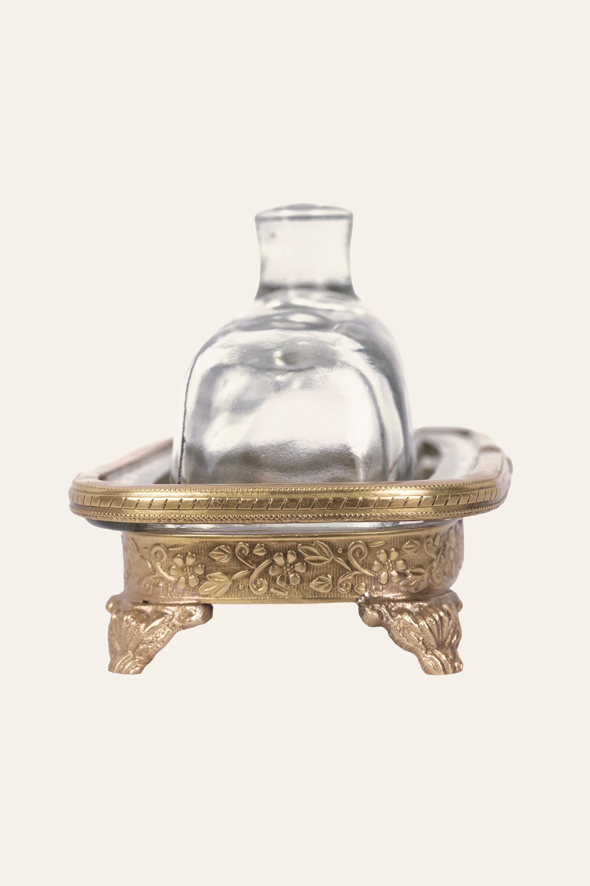 brass butter keeper with glass lid