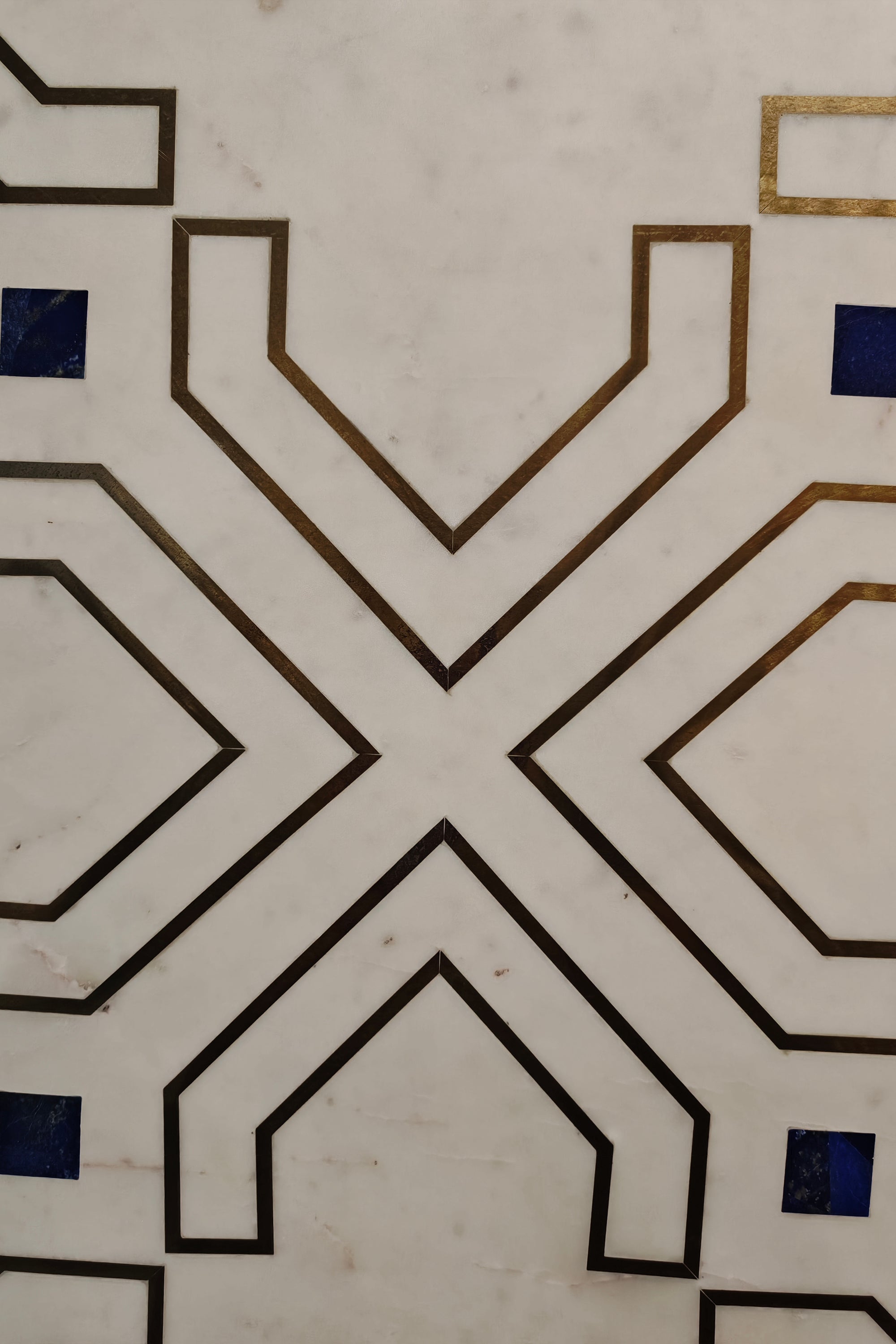 brass inlay white marble artwork