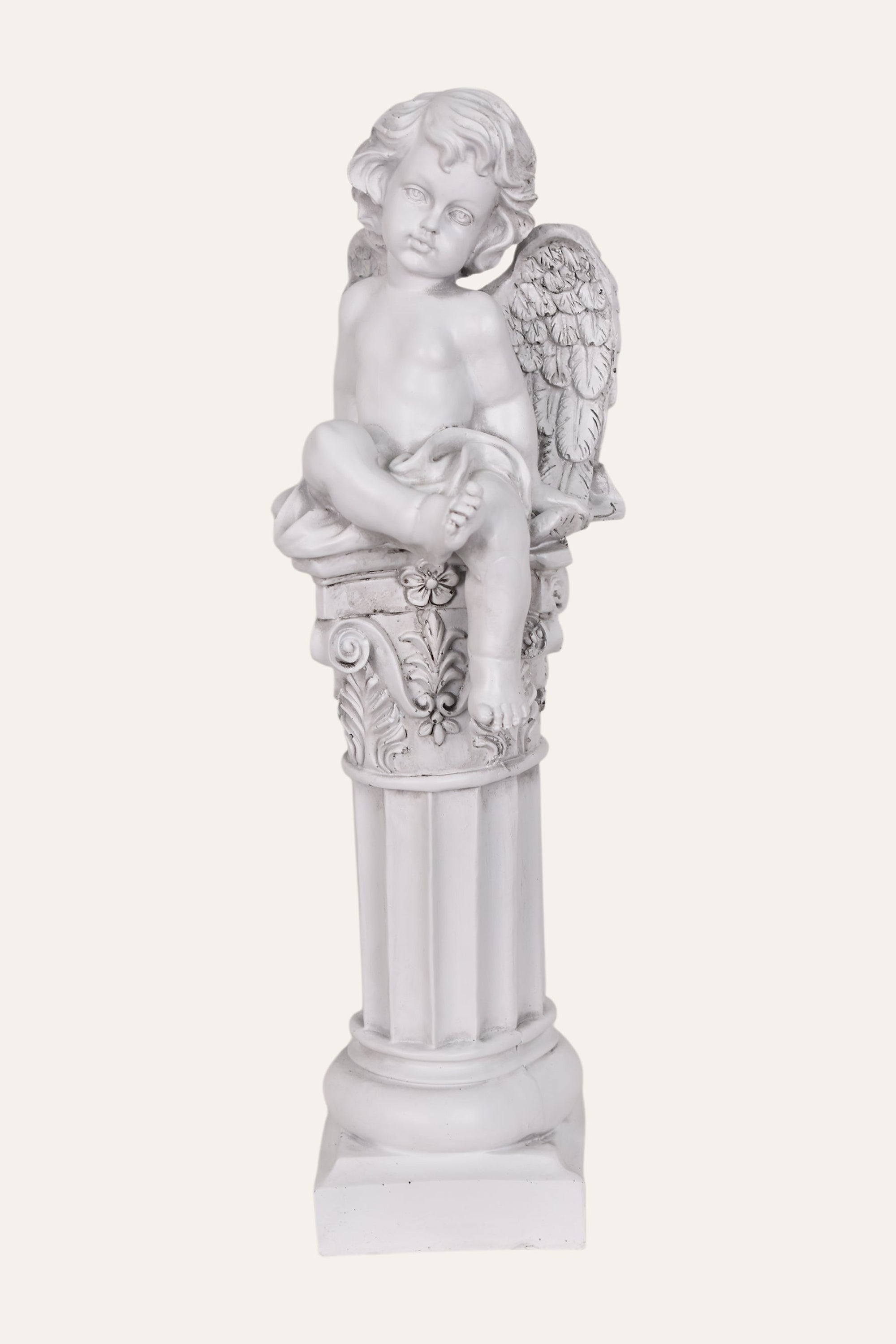 classical white resin cherub angel statue
