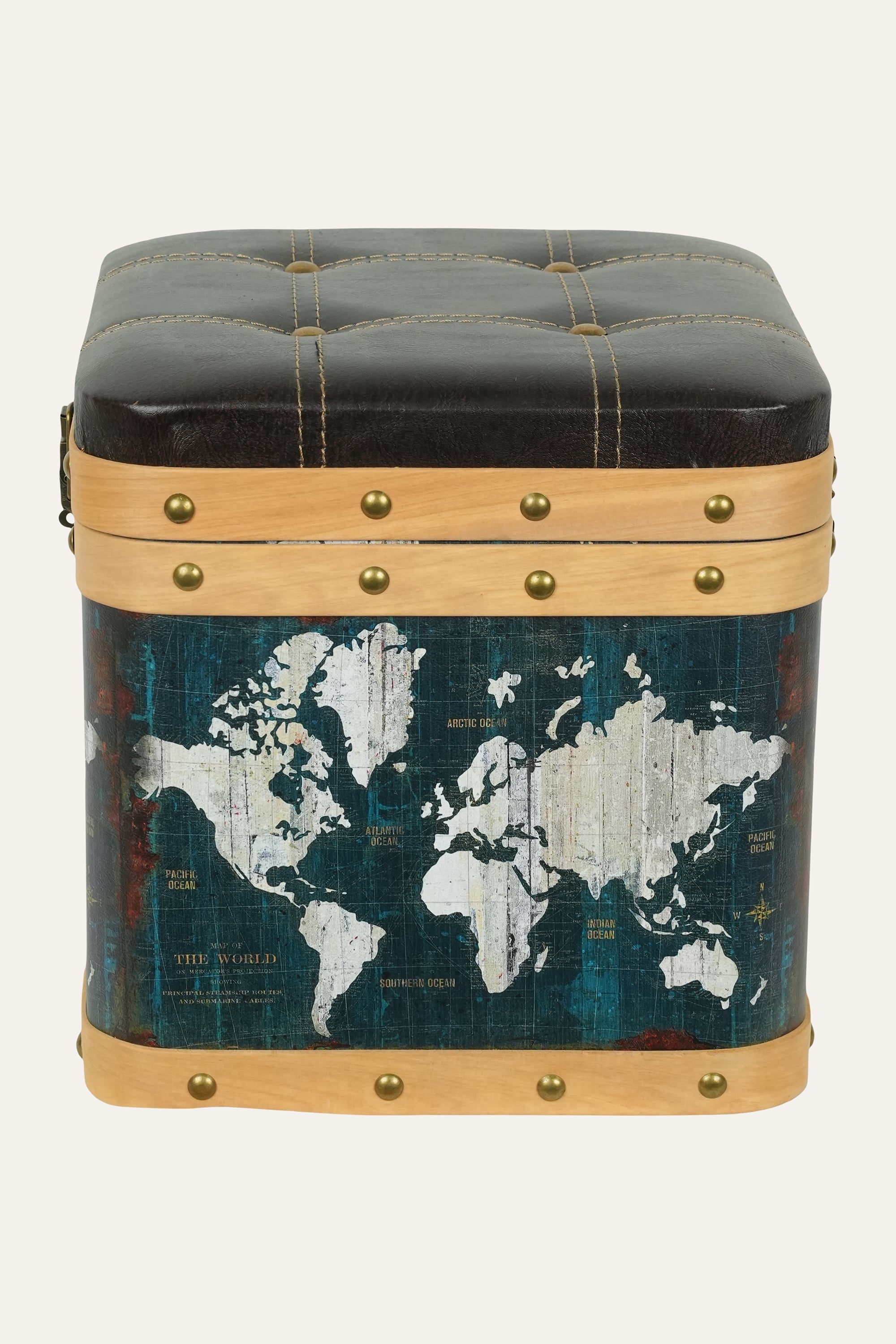 dark blue vintage storage box with seat
