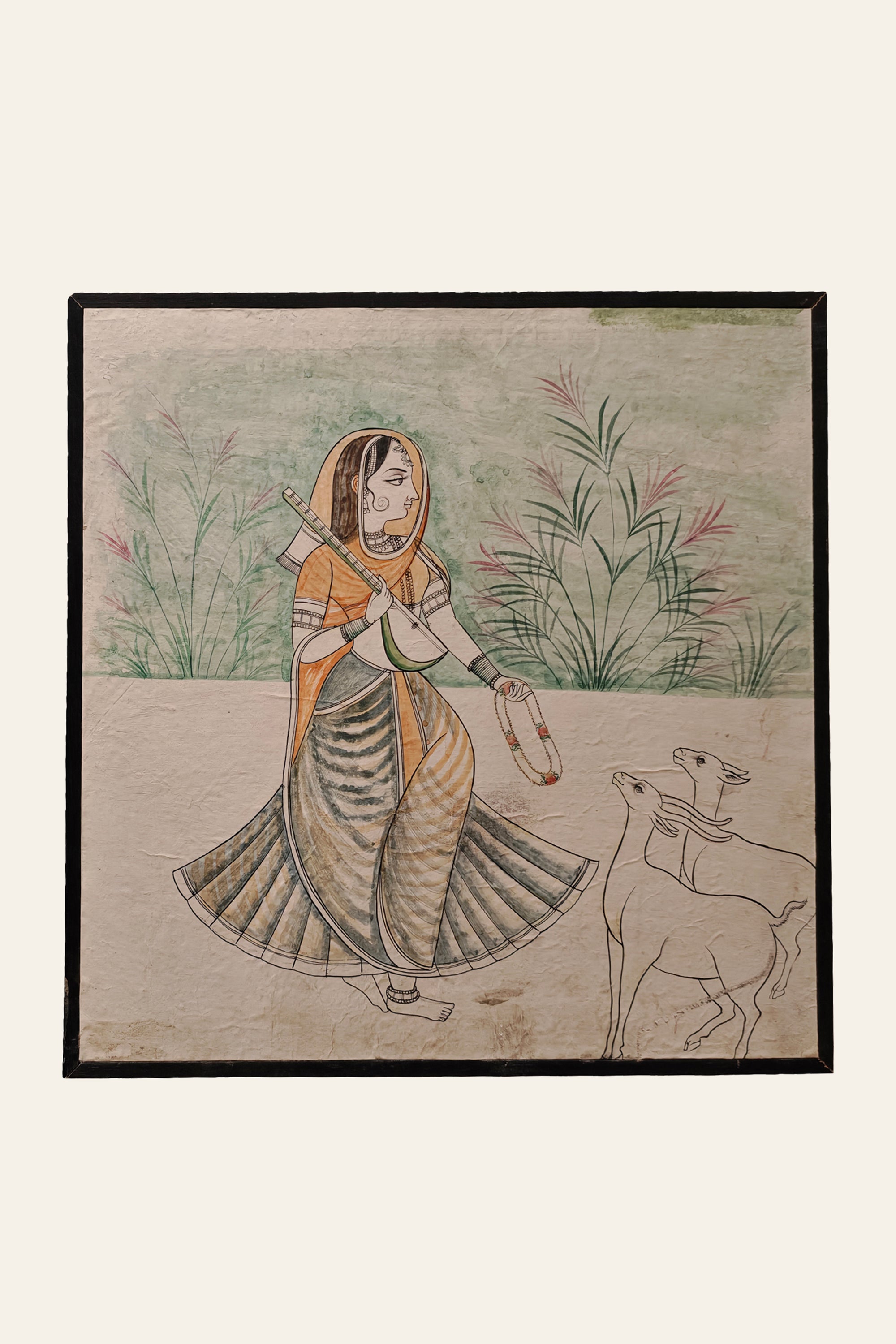 Ragini with Deer Traditional Indian Art