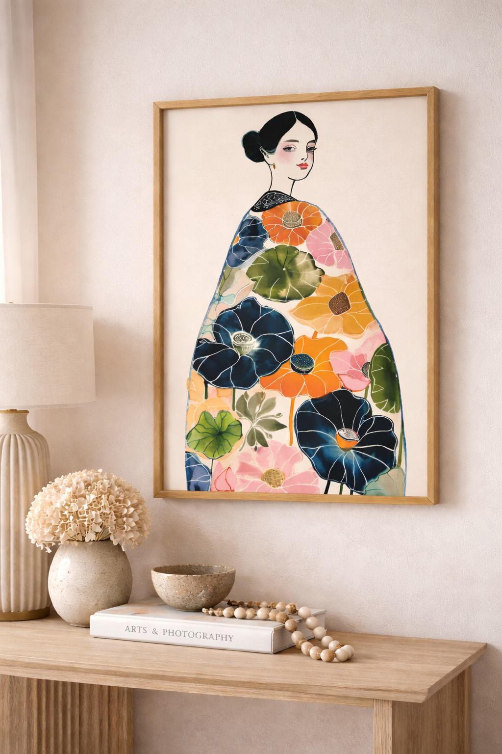 floral kimono canvas painting