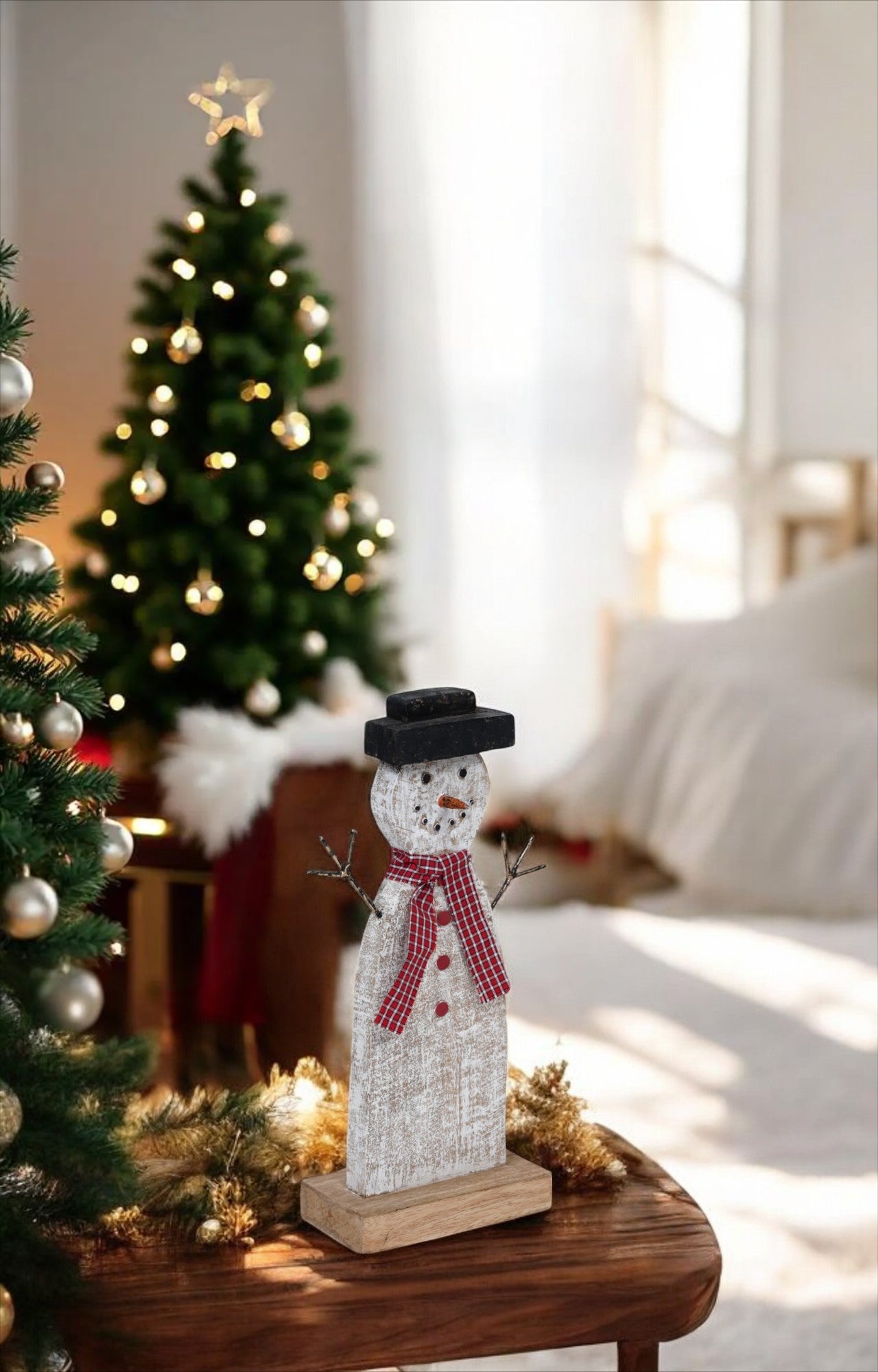 Chionios Wooden Snowman Christmas Decoration Pair
