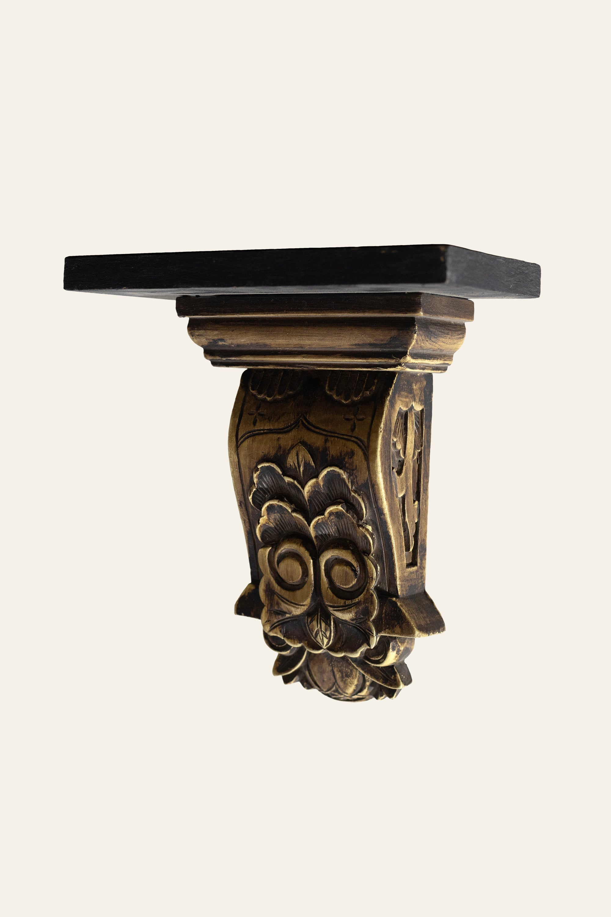 gold owl wall bracket with black top