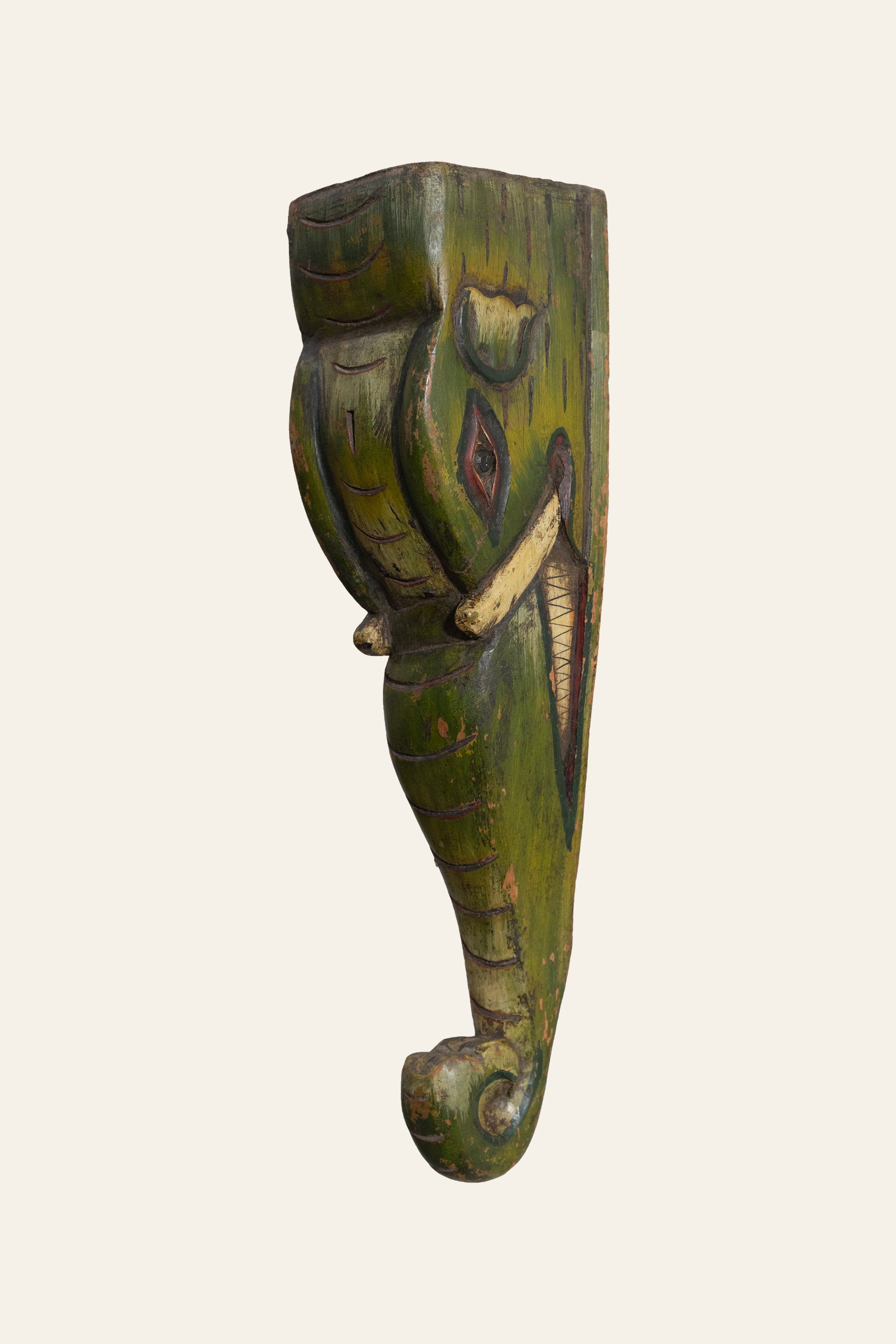 green elephant wooden corbel