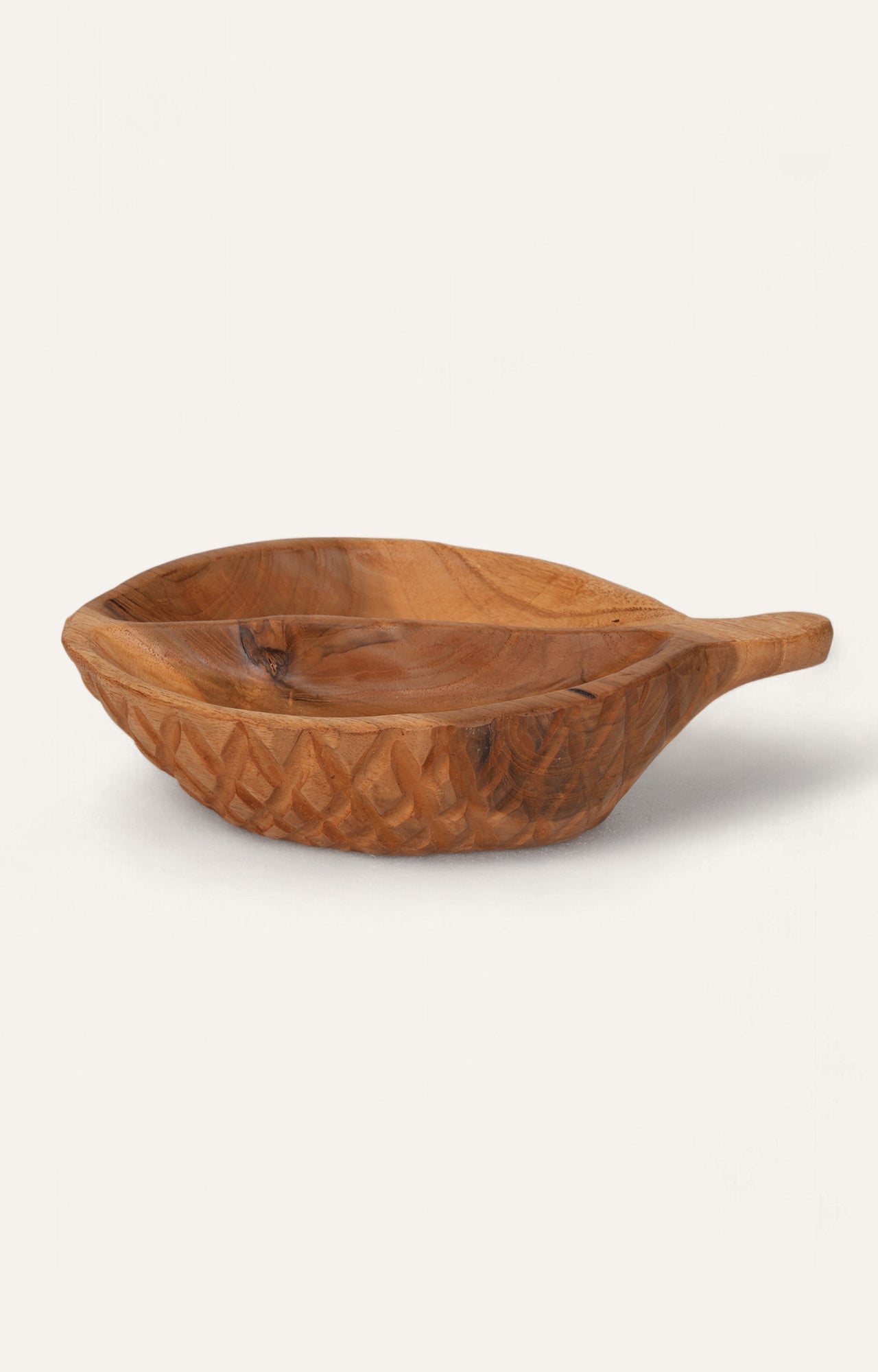 hand-carve teak wood serving bowl
