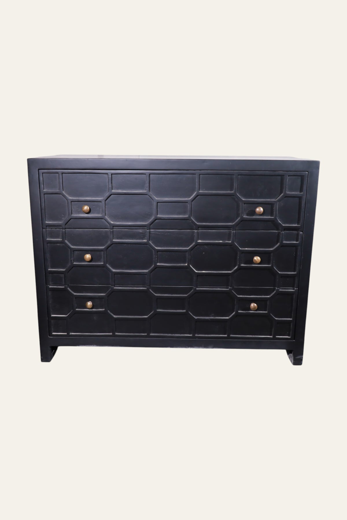 handcrafted black wooden chest of drawers