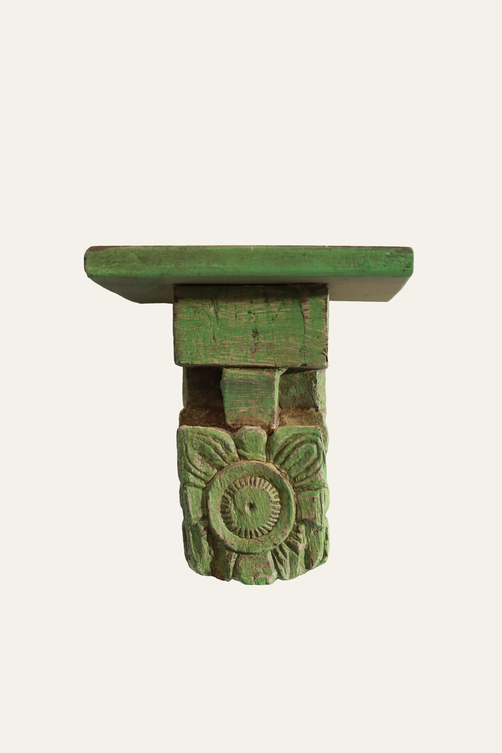 handcrafted green carved wall bracket