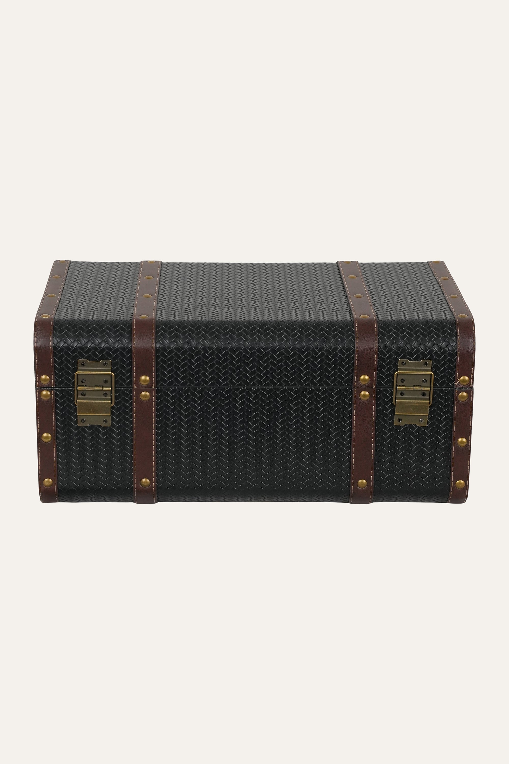 industrial leather wrapped storage box
