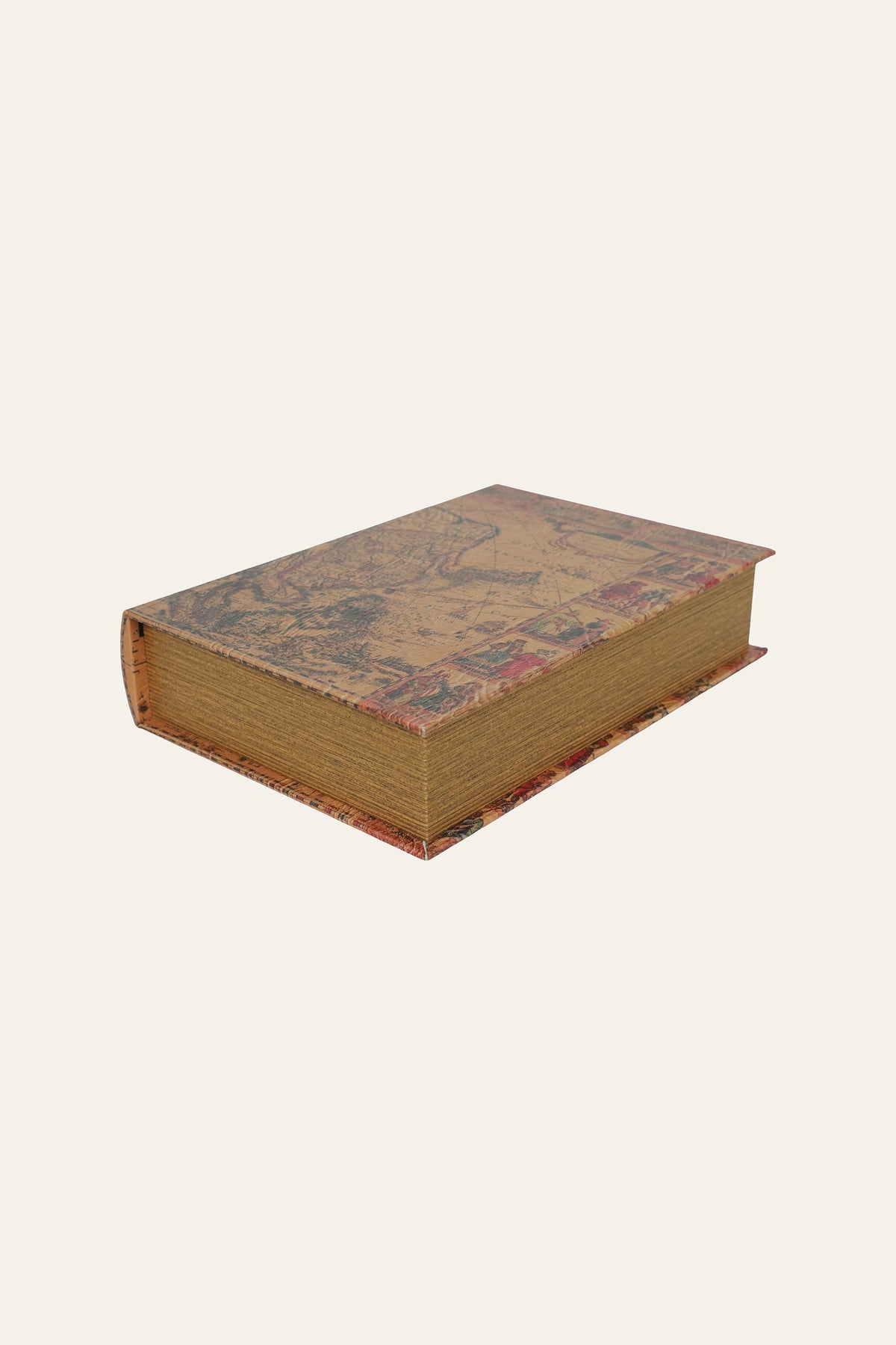 large old world vintage map decorative book box