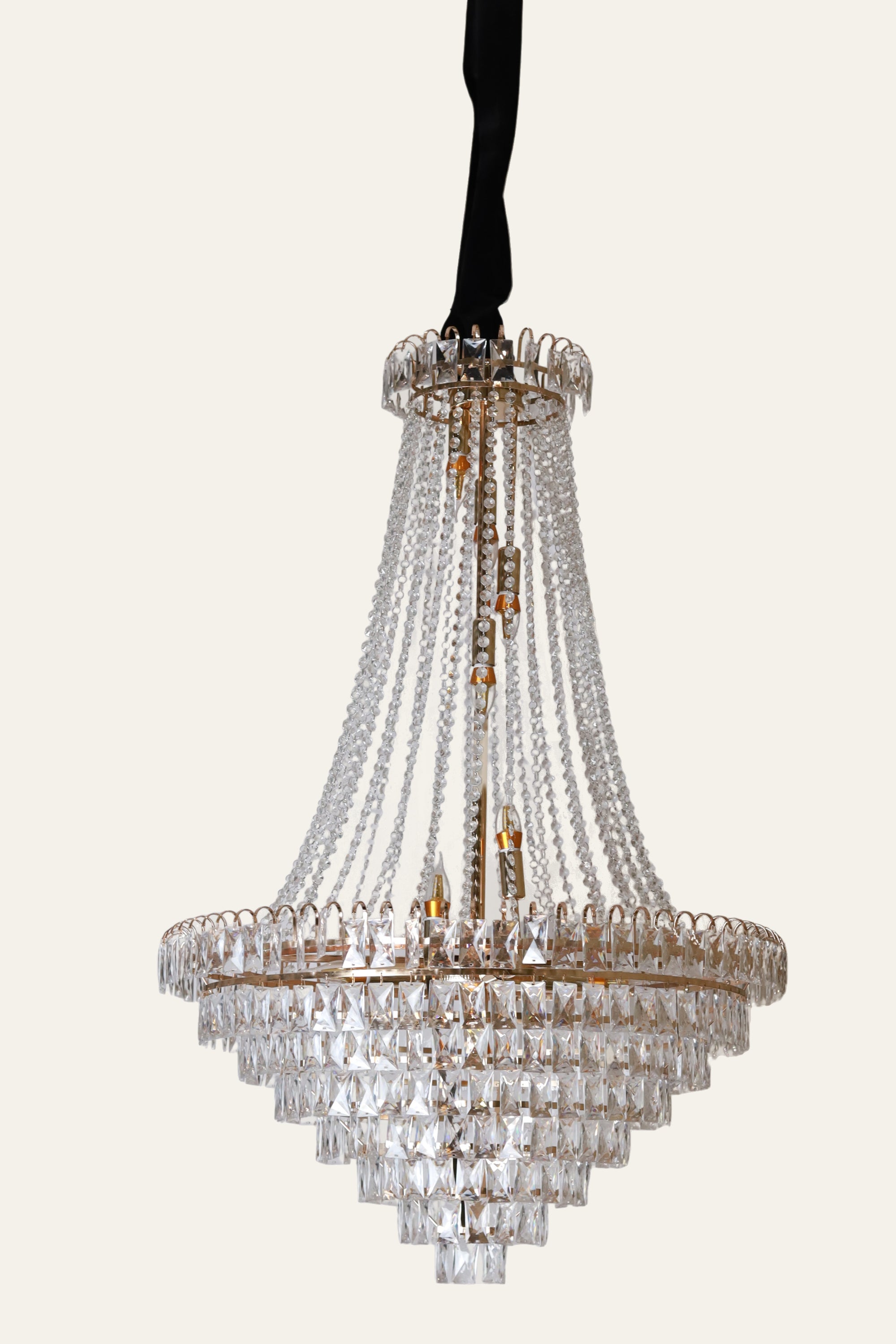layered white baguette chandelier