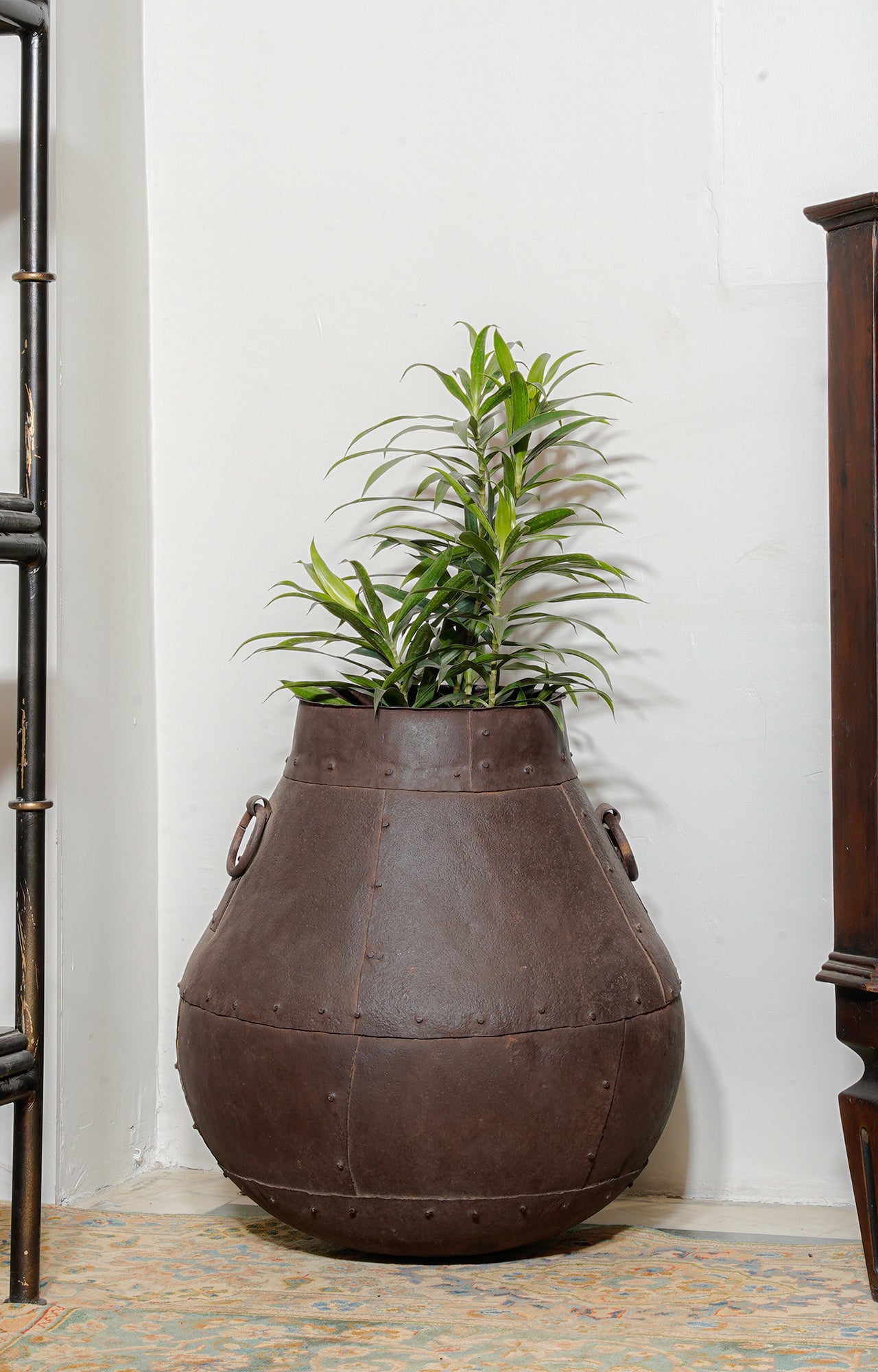 Ancient Riveted Metal Planter