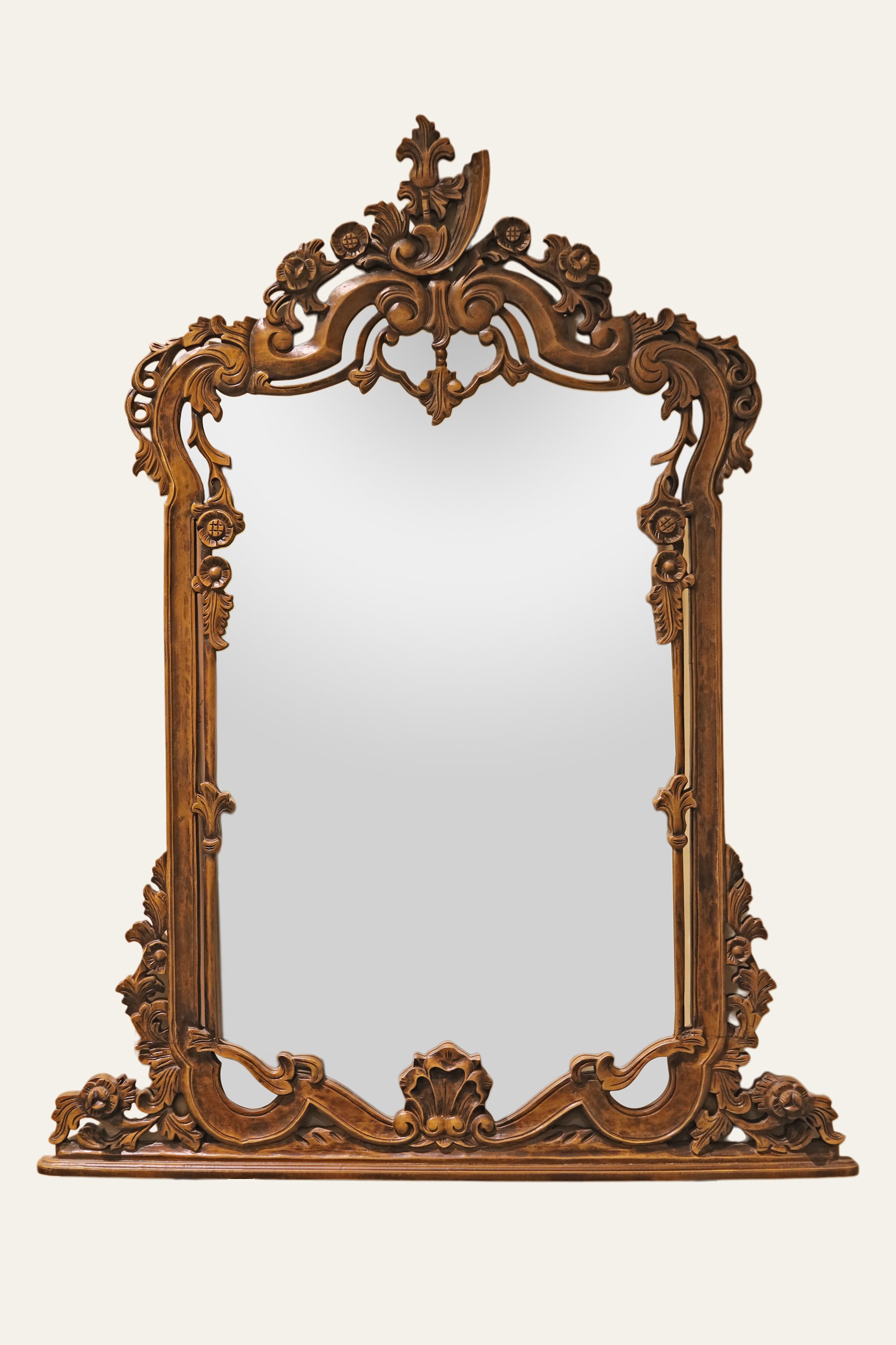 luxury floral carved wall mirror