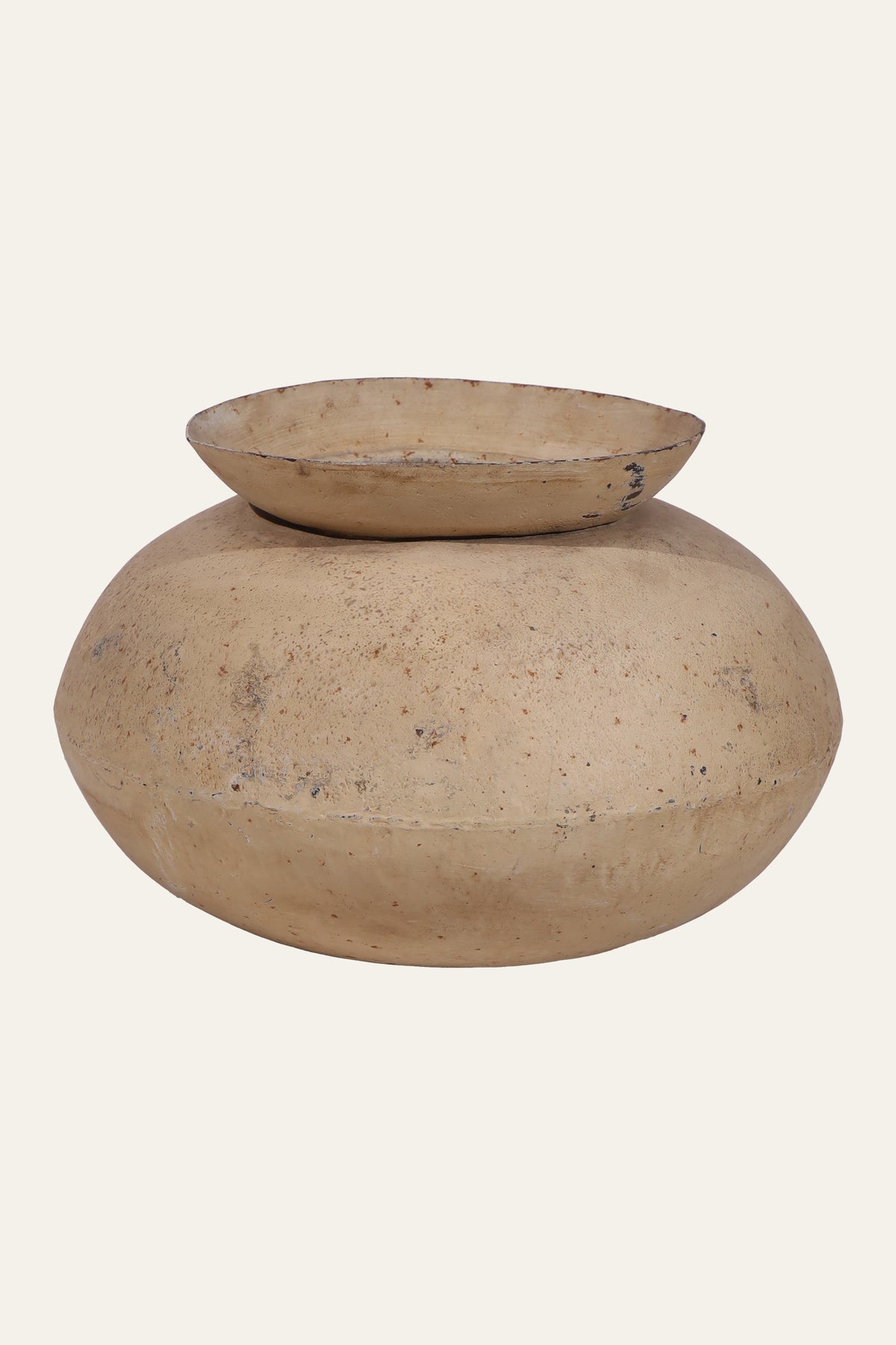 modern beige metal accent pot