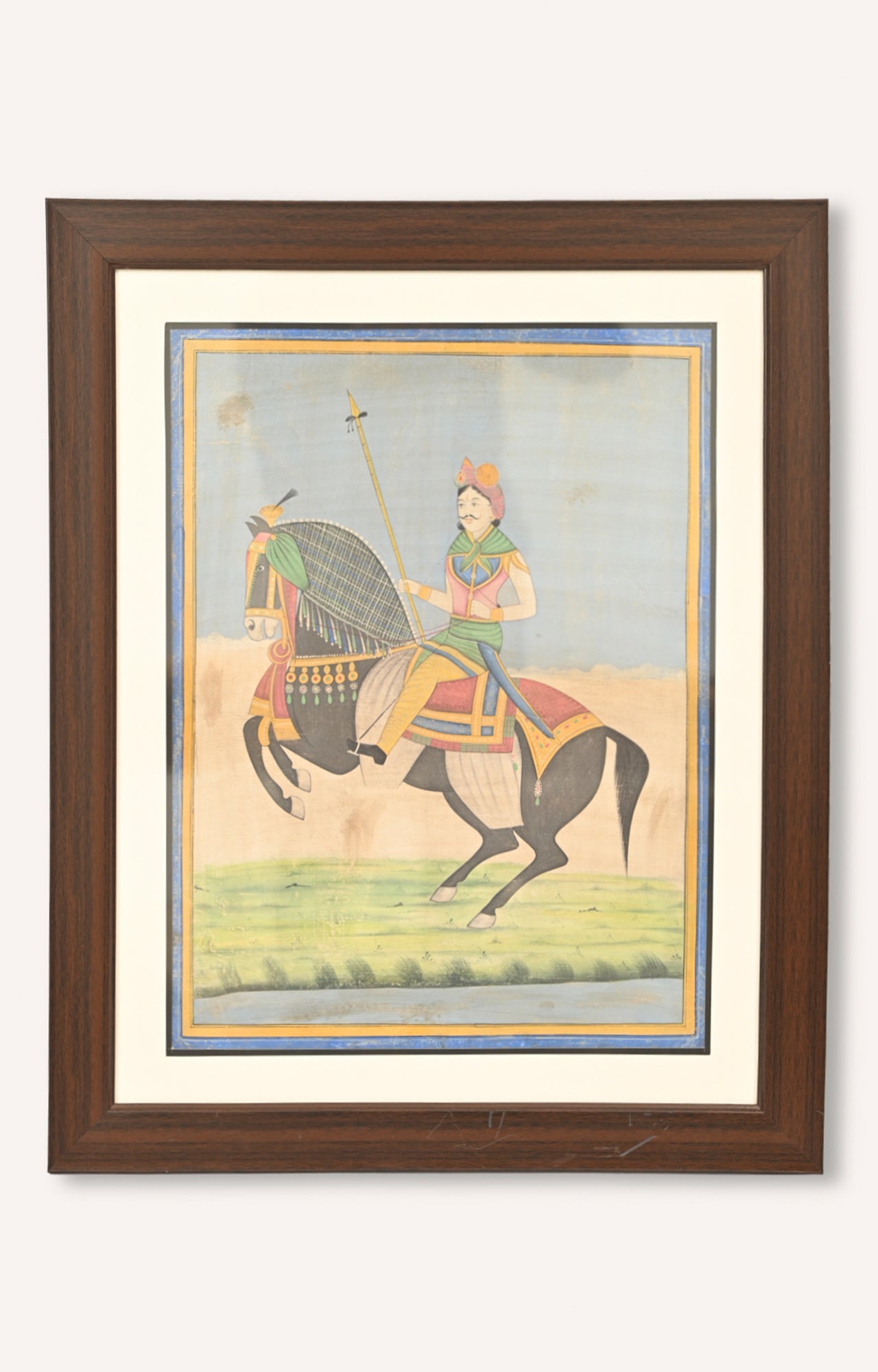 mounted warrior on a rearing black