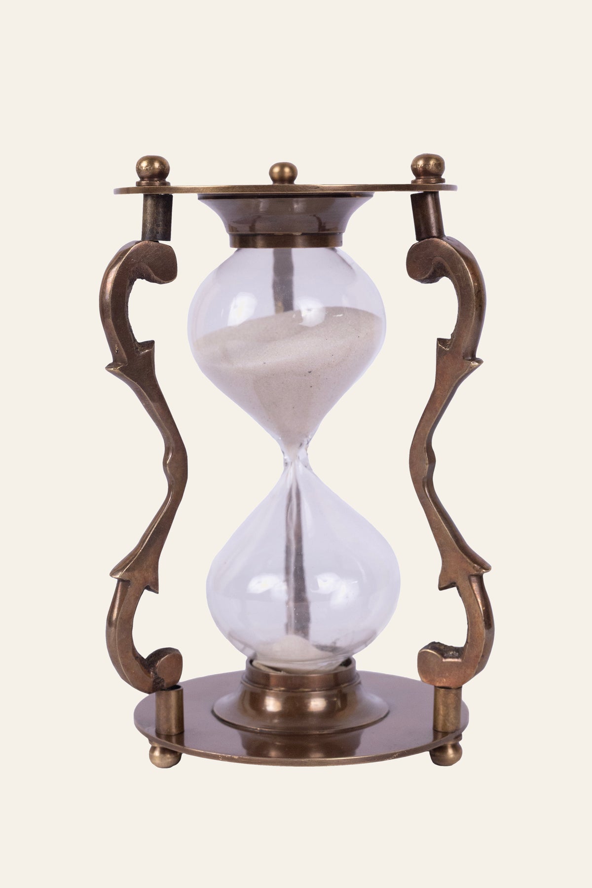 ornate brass hourglass sand timer