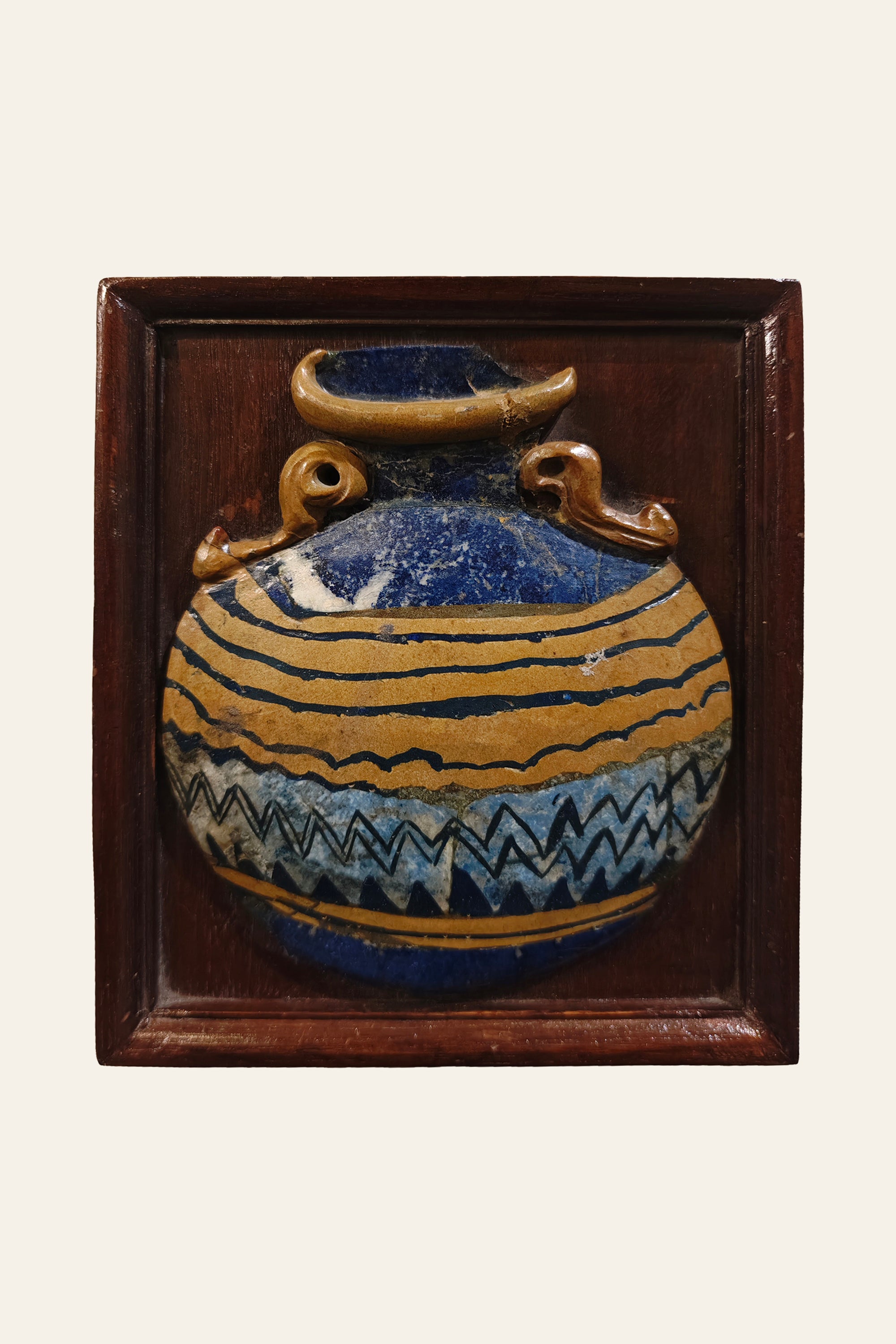overlaid semi precious stone inlay pot wall art