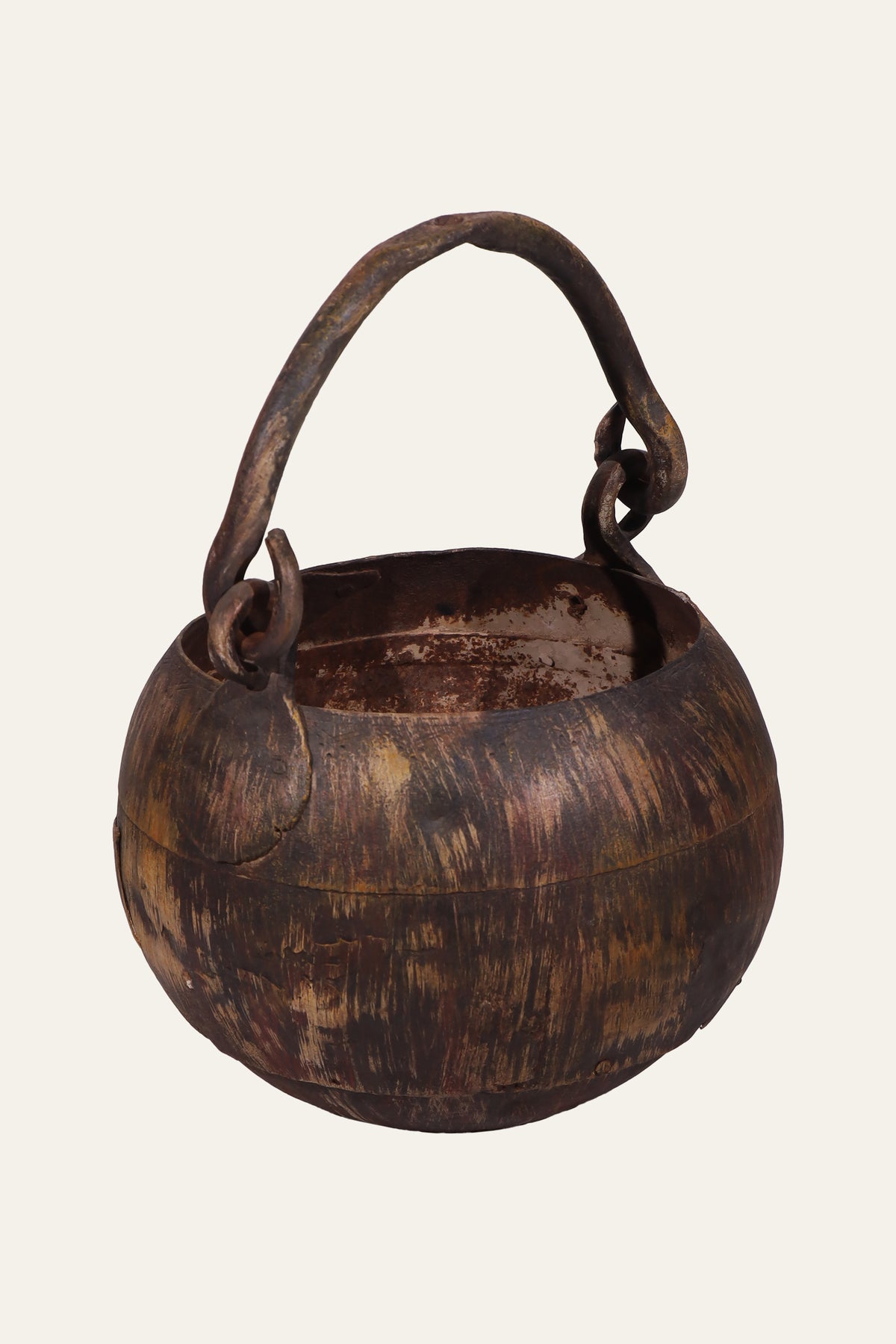 round decorative pot with carry handle
