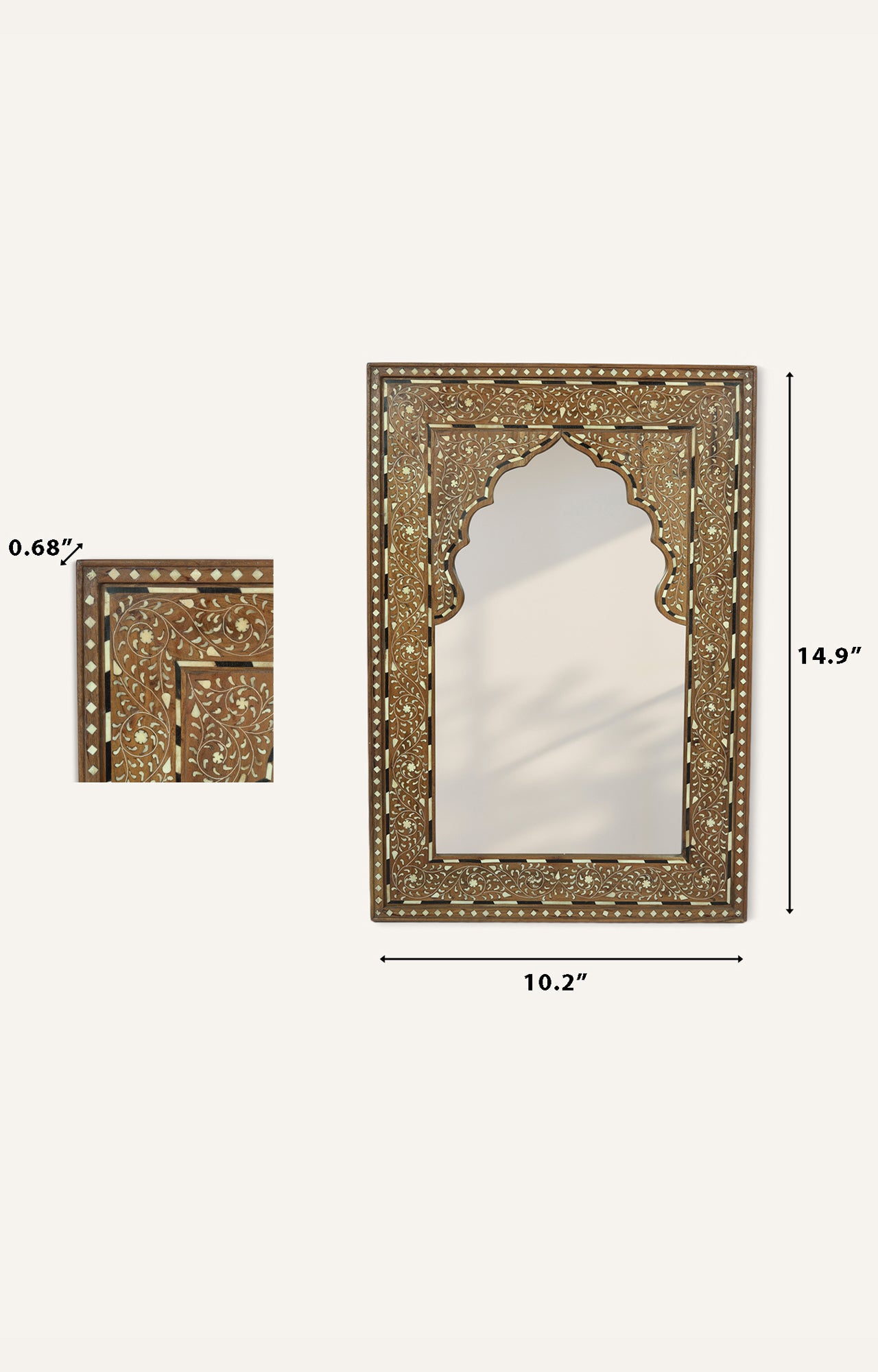 Handcrafted Jharokha Bone Inlay Mirror