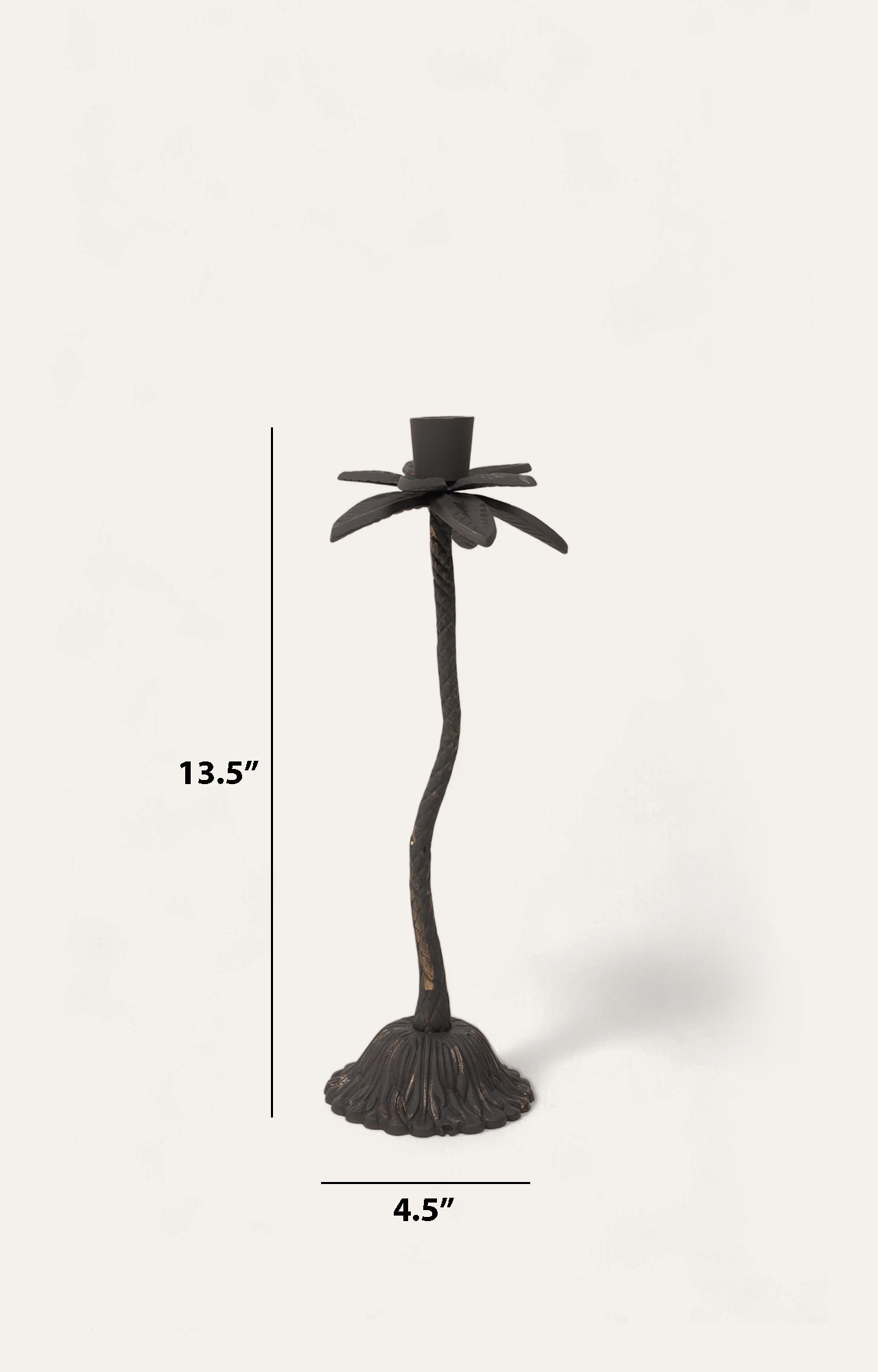 Antique Bronze Palm Tree Candle Holder-Black