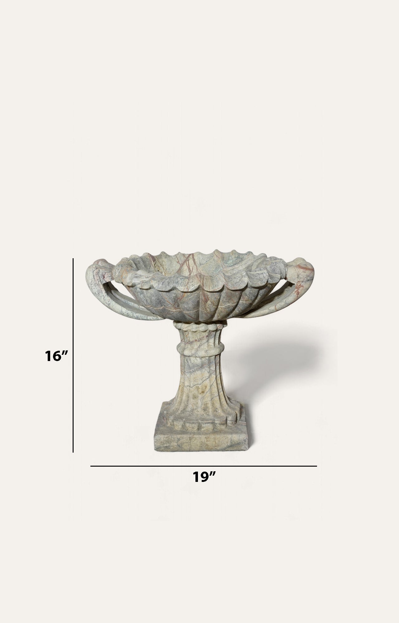 Classic Marble Urn Planter with Intricate Leaf Motif