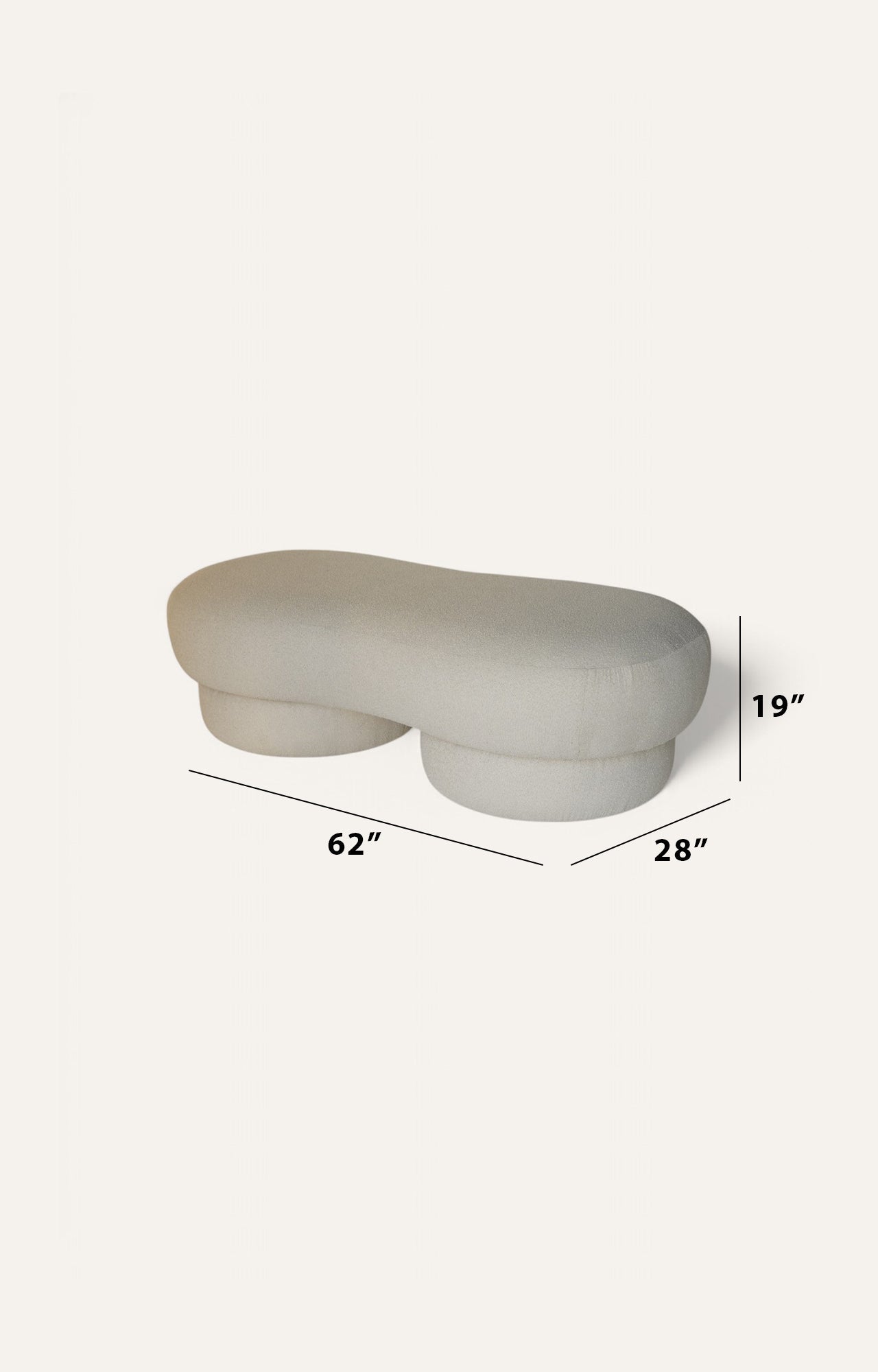 Wave Ivory Curved Ottoman