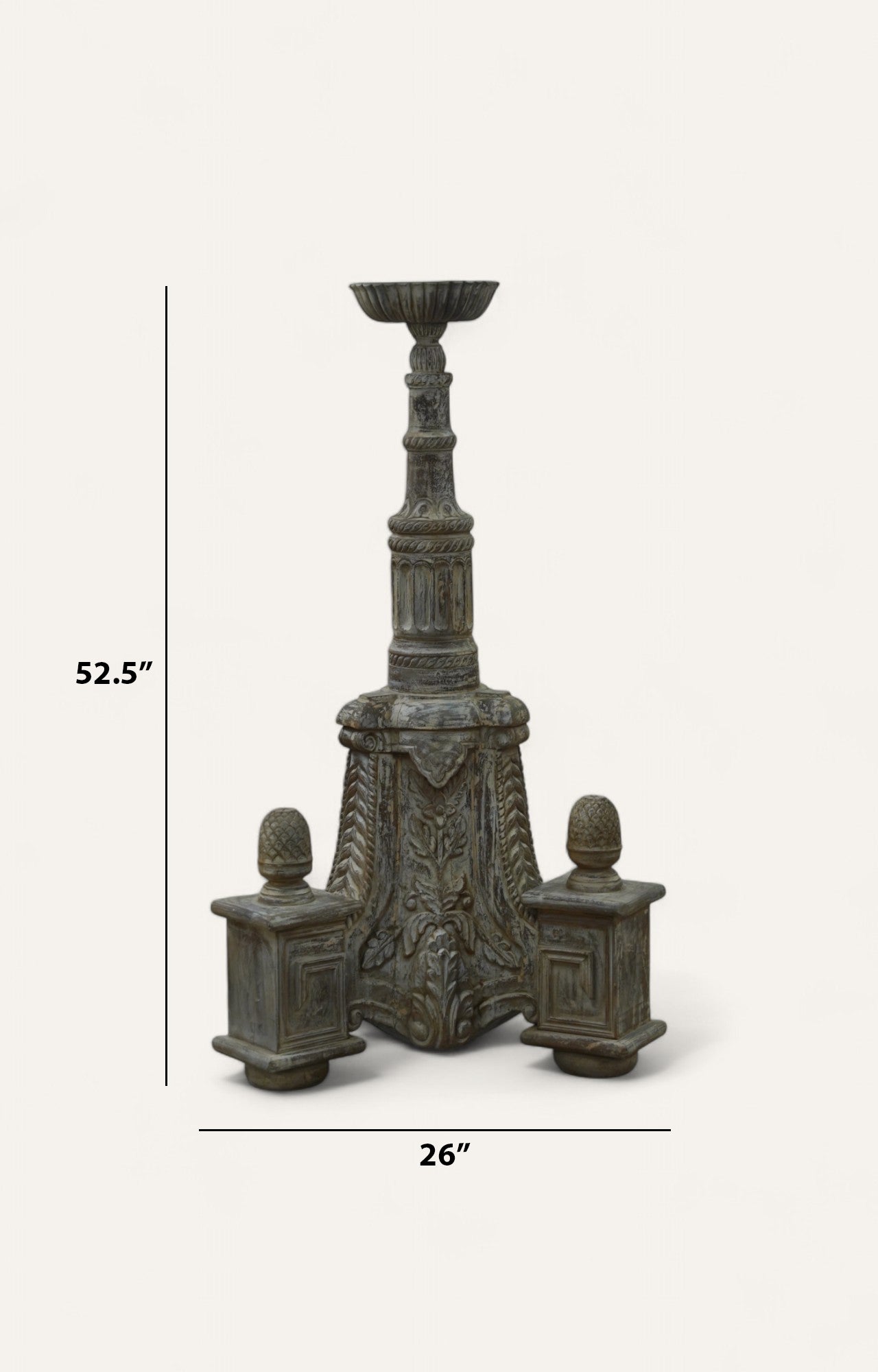Antiqued Candle Stand with Fluted Column