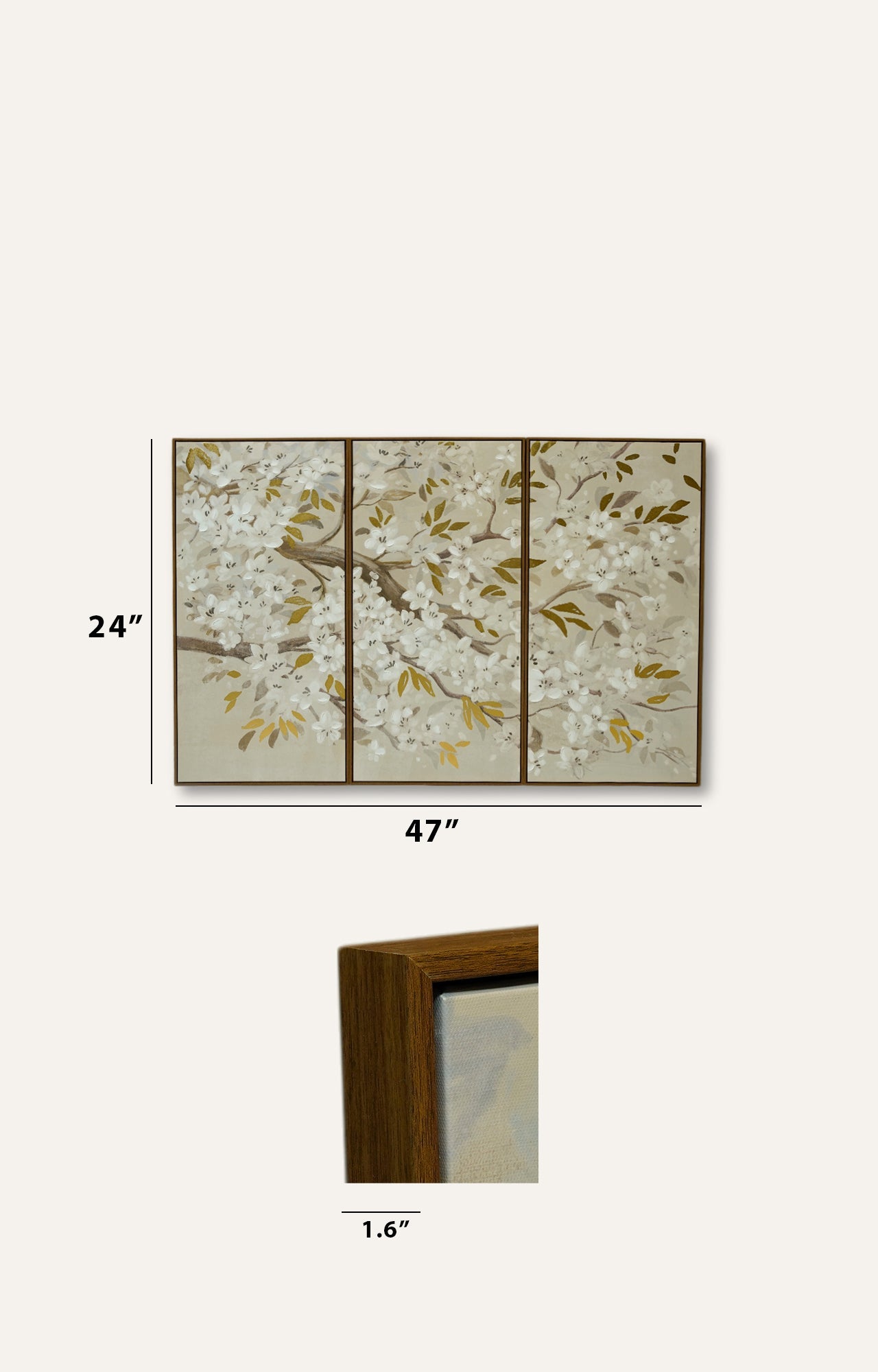 Tree with Leaves Canvas Painting with Frame Set of 3