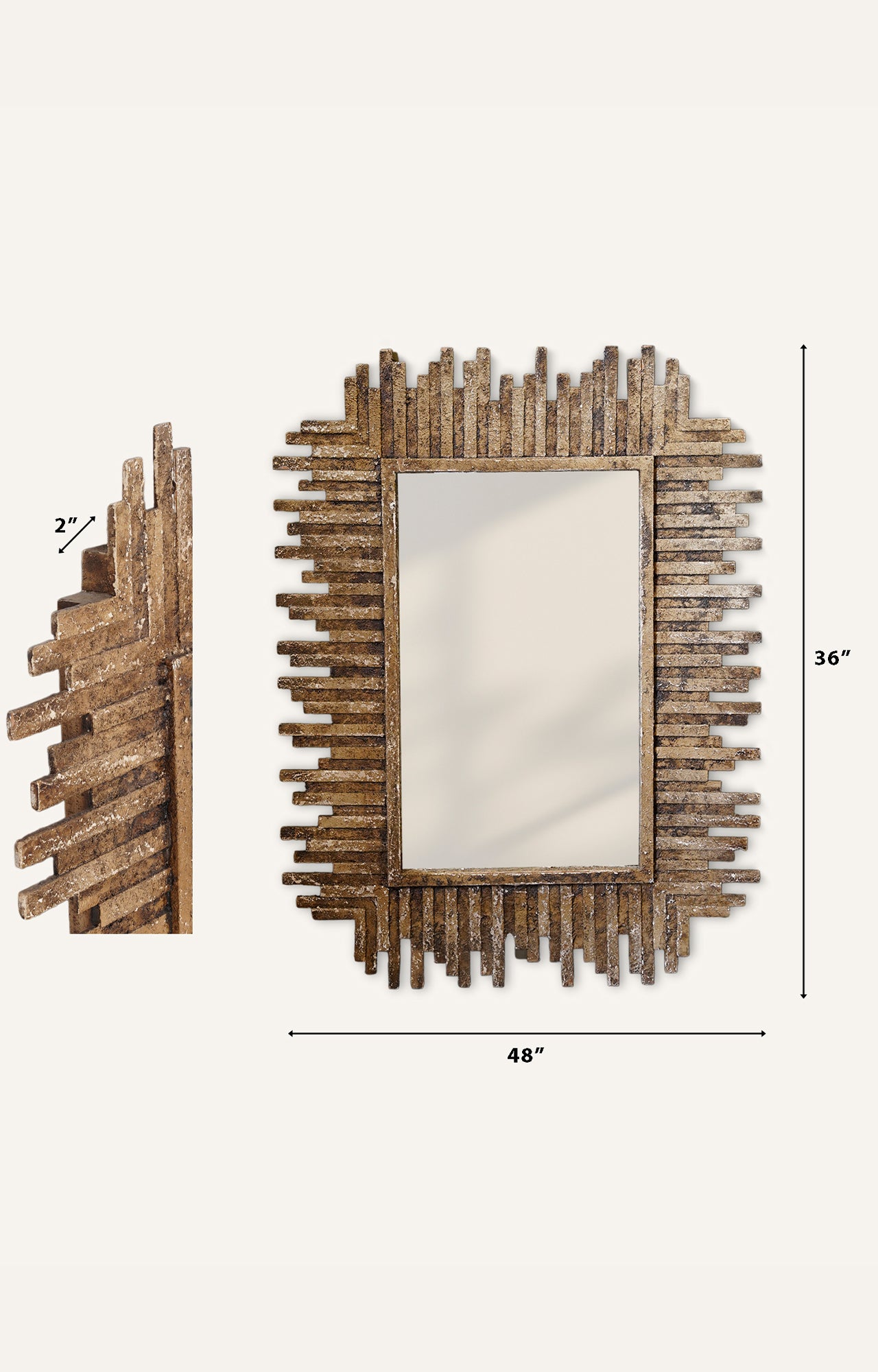 Rustic Acacia Wood Chip Mirror