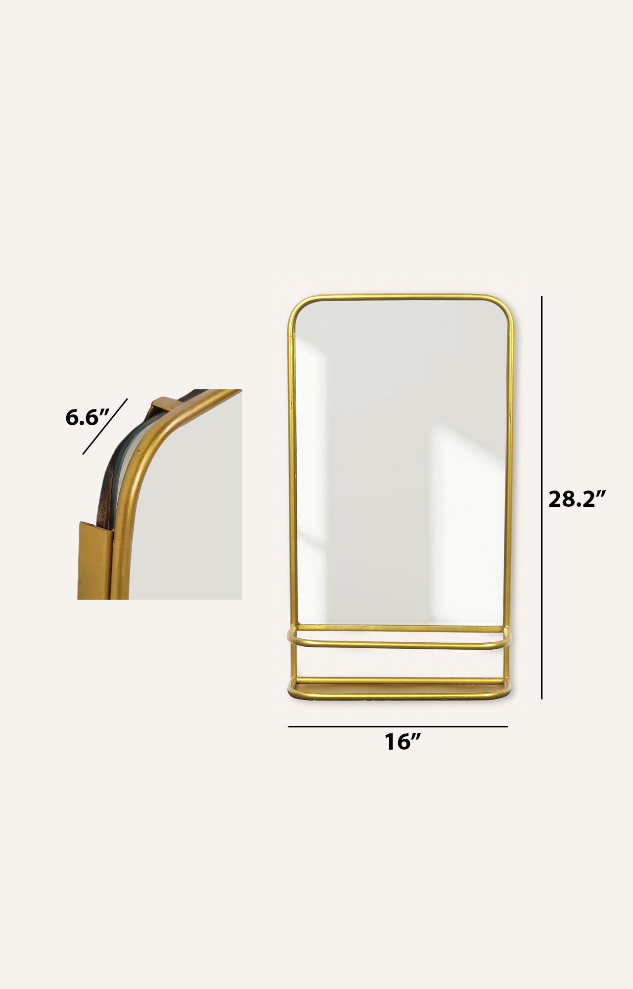 Gold finish metal rectangle frame mirror