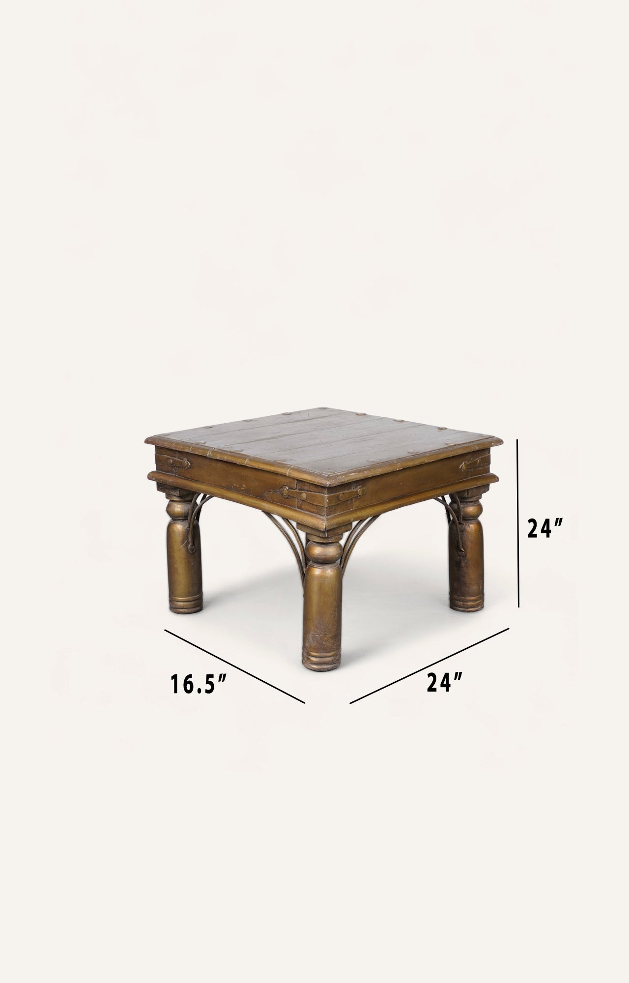 Wooden Antique Gold Finish side table