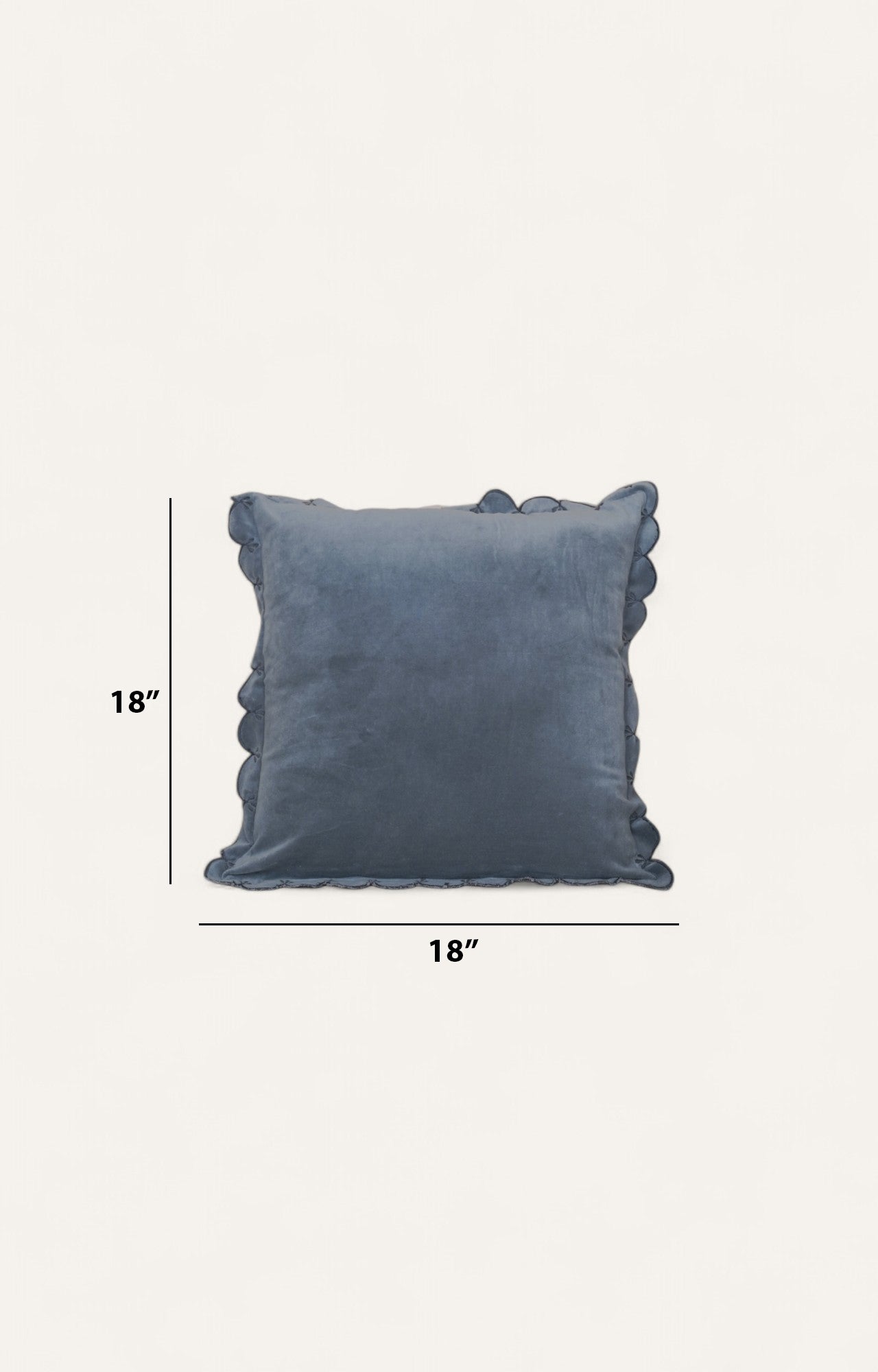Slate Velvet Piping Ruffle Cushion Cover