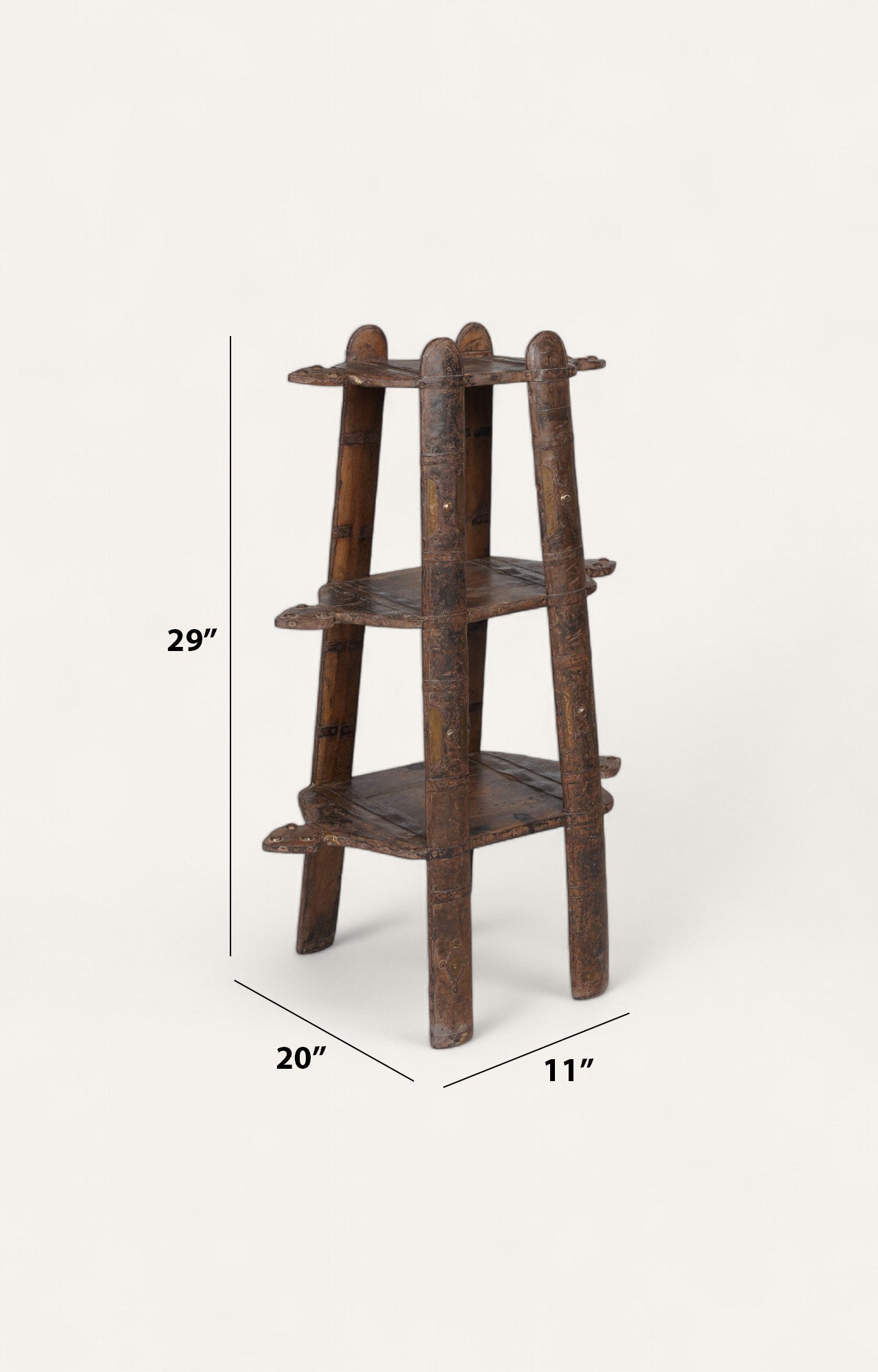 Vintage Three-Tier Tribal Shelf in Teak