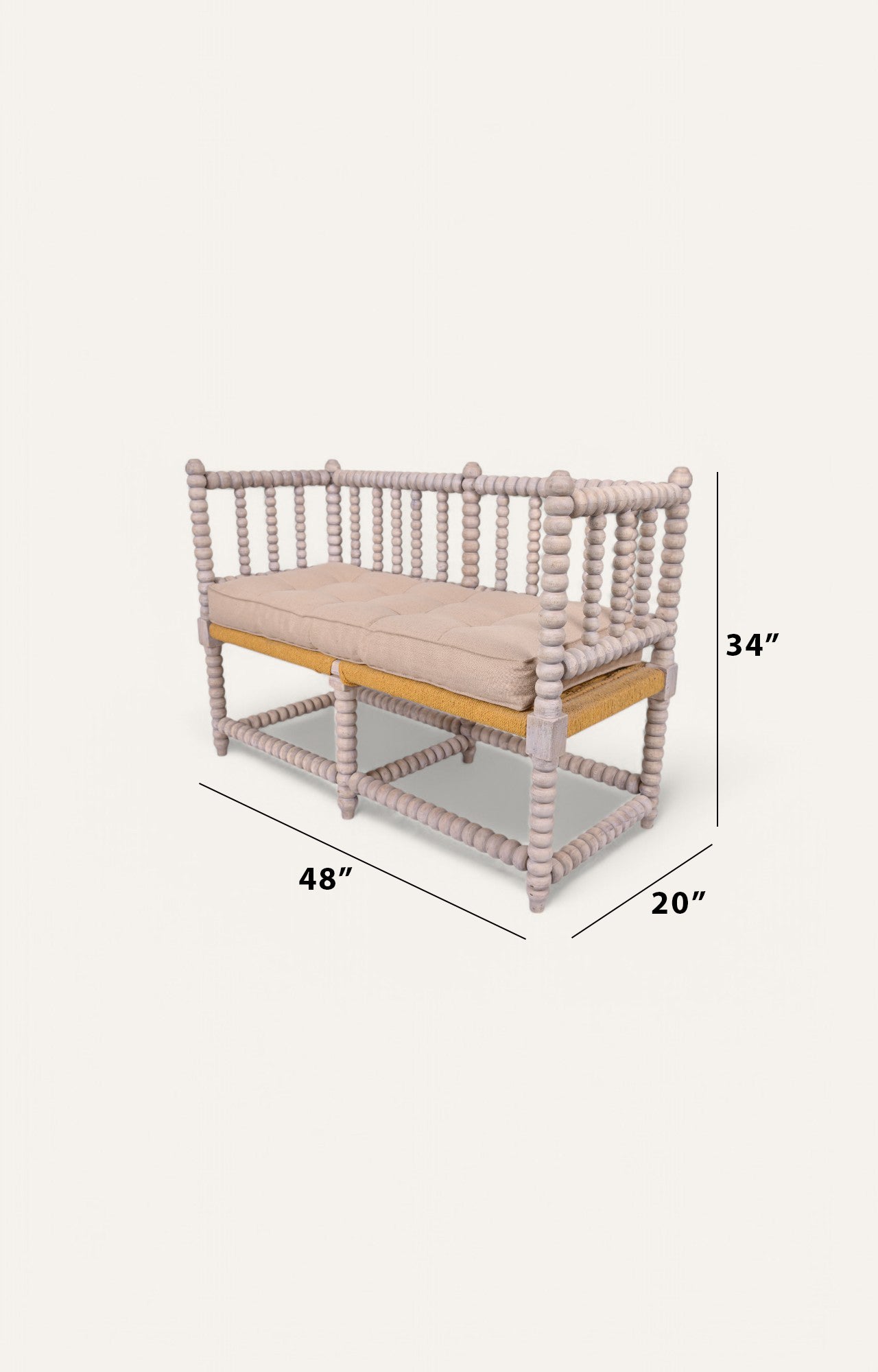 Spindle leg Upholstered Bench