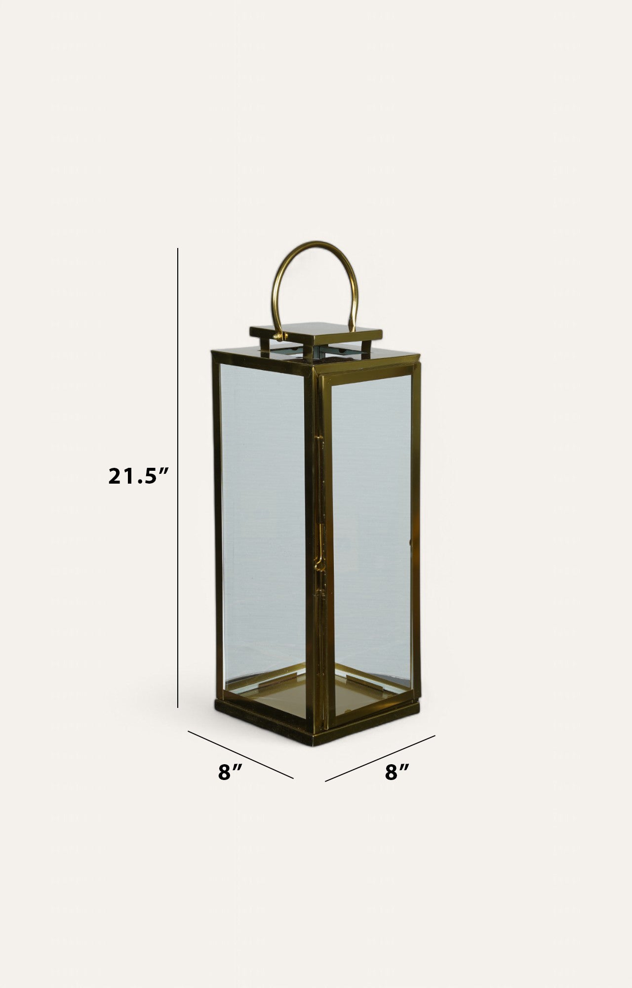 Tall Glass Lantern with Stainless Steel Frame