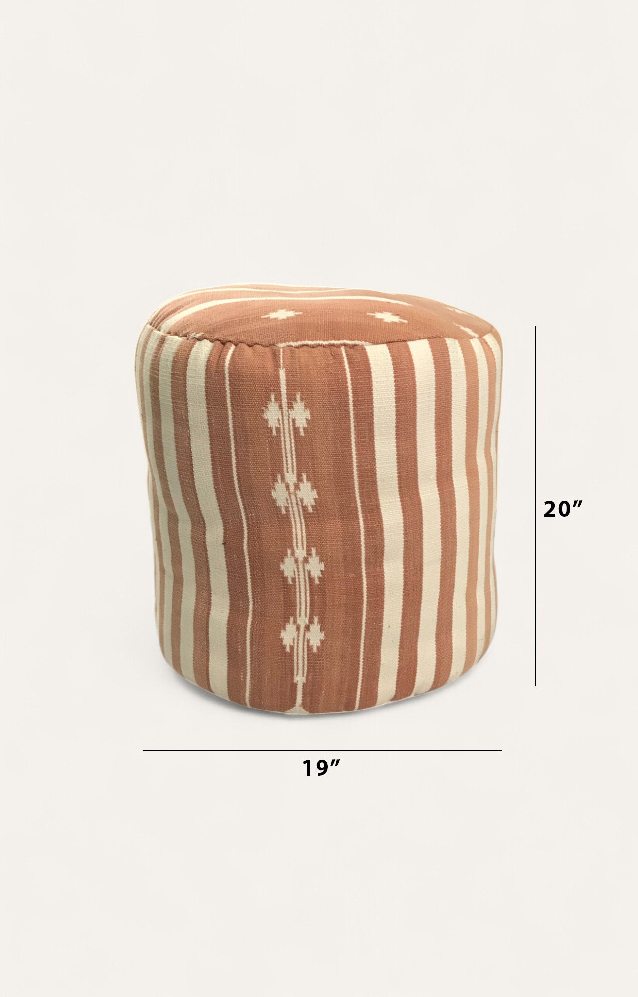 Handwoven Dhurrie Pouf Ottoman in Blush and Ivory