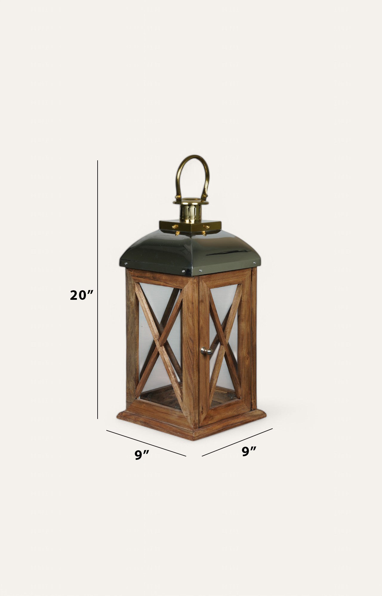 Rustic Wooden Lantern with Stainless Steel Arch Top