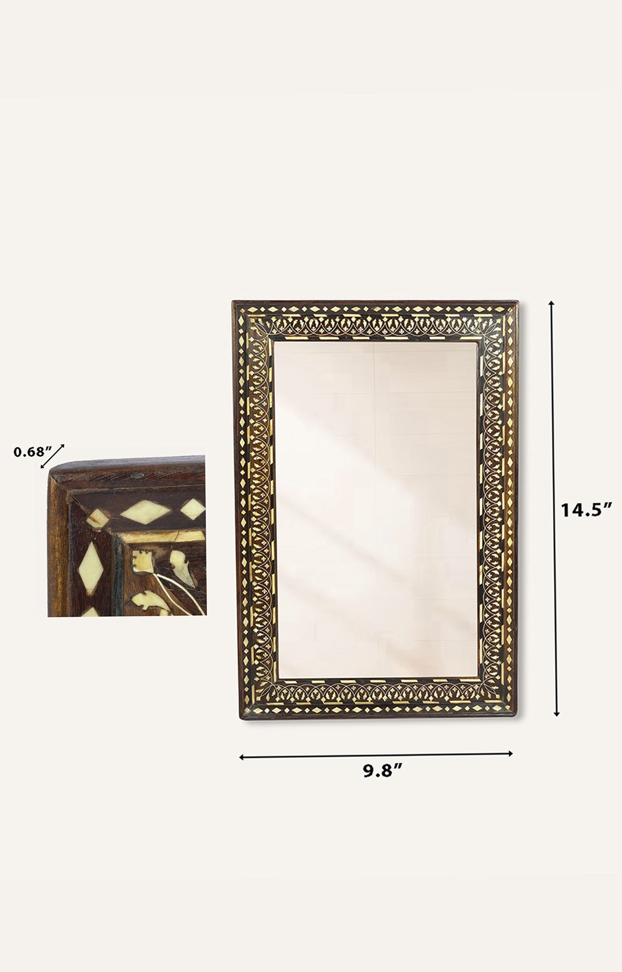 Rectangular Bone Inlay Mirror