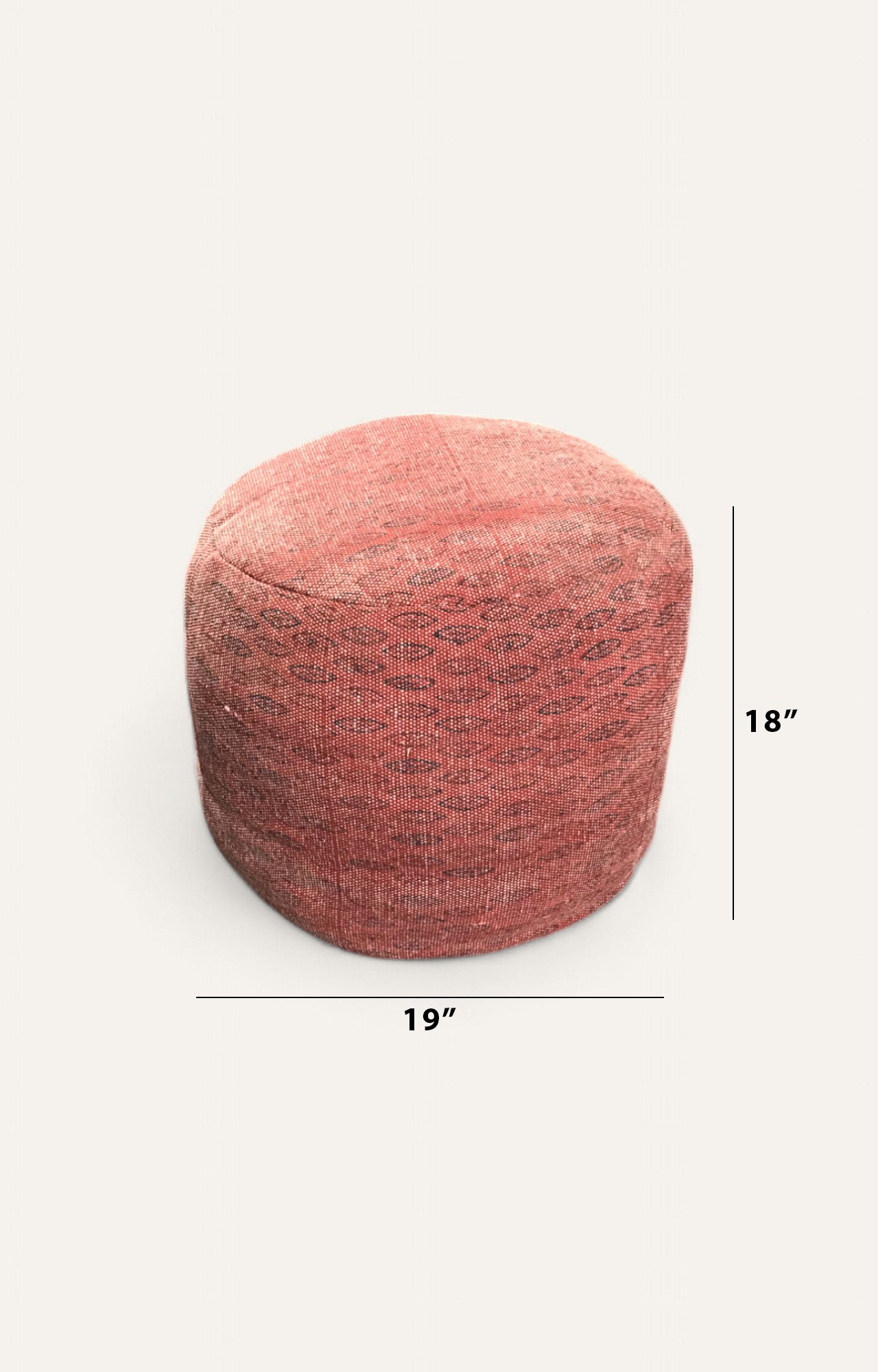 Handwoven Dhurrie Pouf Ottoman in Burgundy