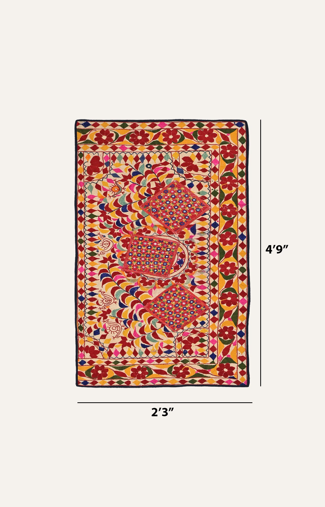 Kutch-inspired motifs on a beautiful cotton tapestry